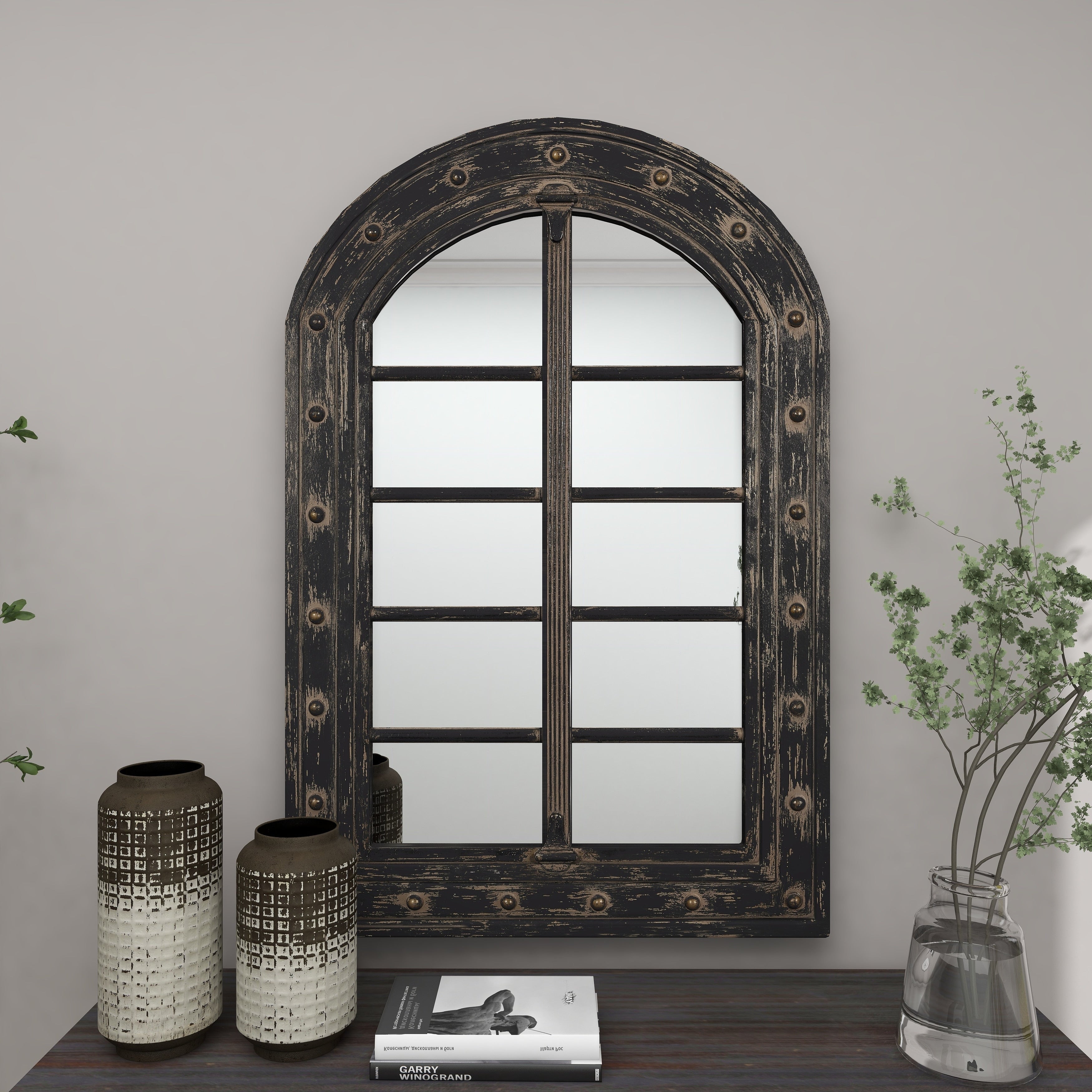 Brown MDF Rustic Wall Mirror 48 x 32 x 2 - 32 x 48