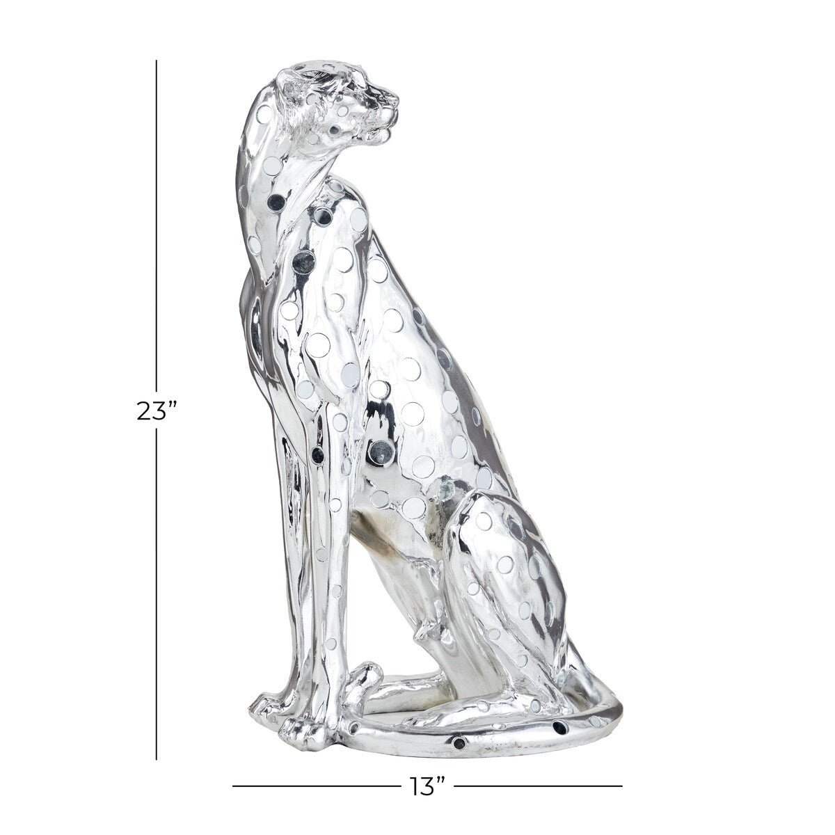 Polystone Leopard Decorative Sculpture - Silver - Roche River Decor