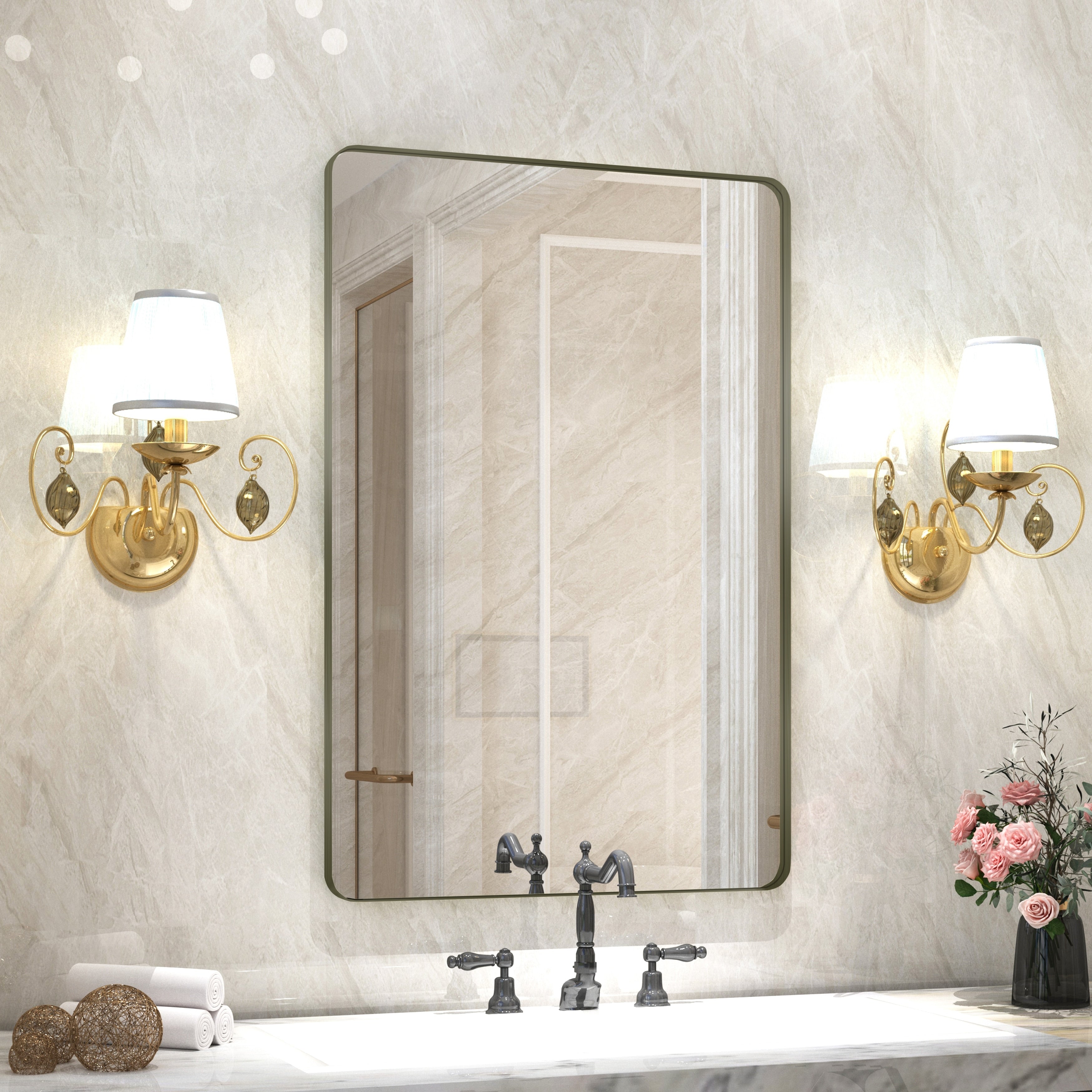 QuivaraView Rectangular Aluminum Framed Bathroom Vanity Mirror