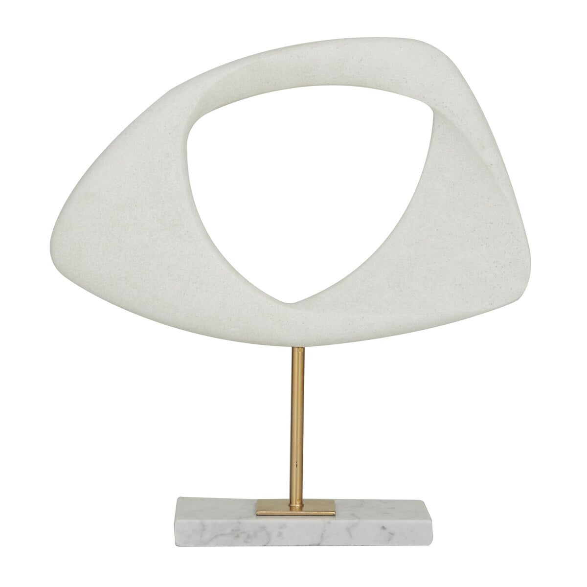 Polystone Abstract Cut-Out Decorative Sculpture with Marble Stand - White - Roche River Decor