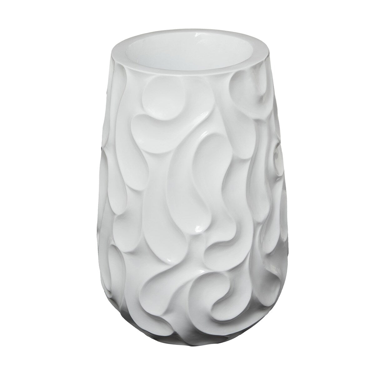 Resin Wave Inspired Textured Decorative Vase - White or Black - Roche River Decor