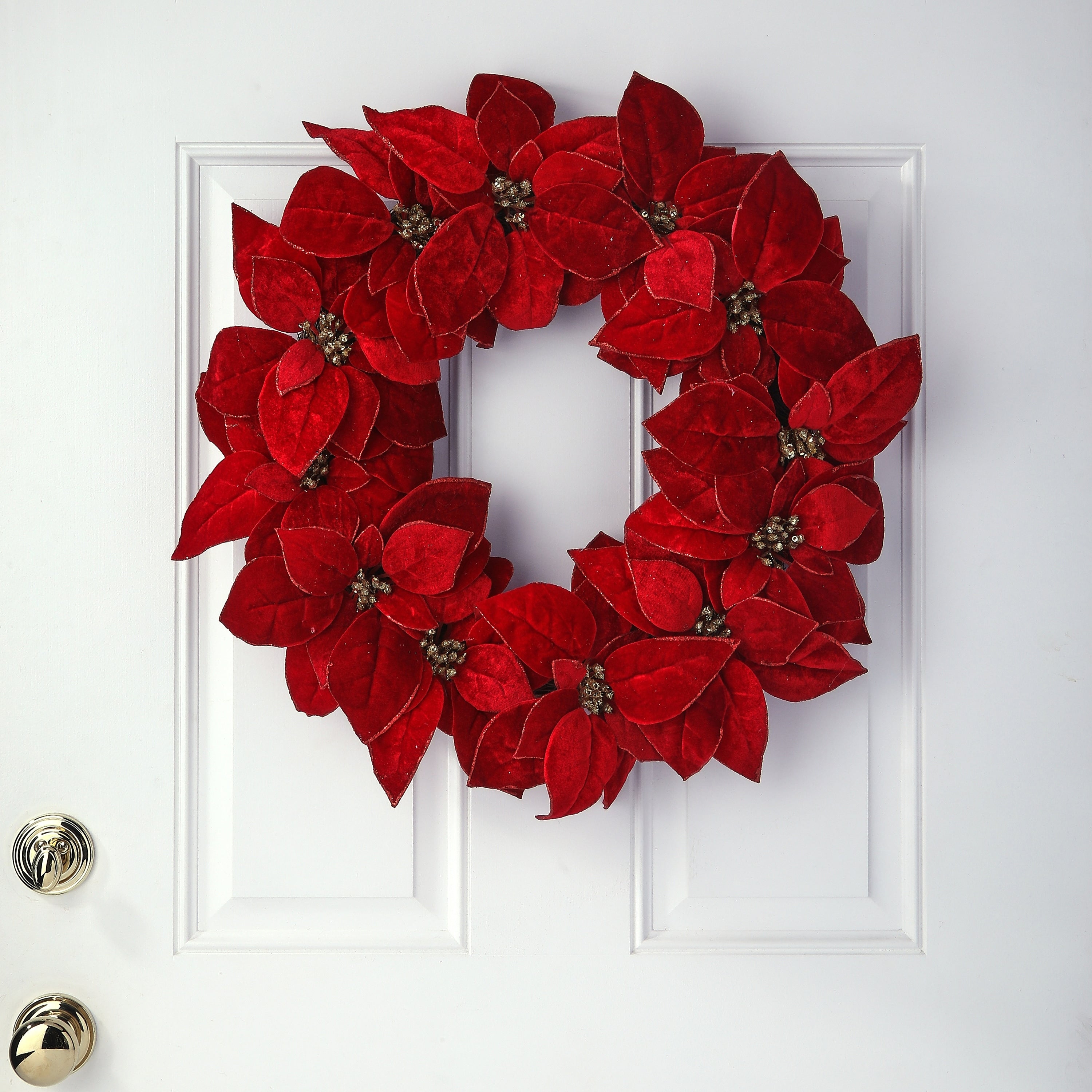 24 Glitter Poinsettia Wreath - 24