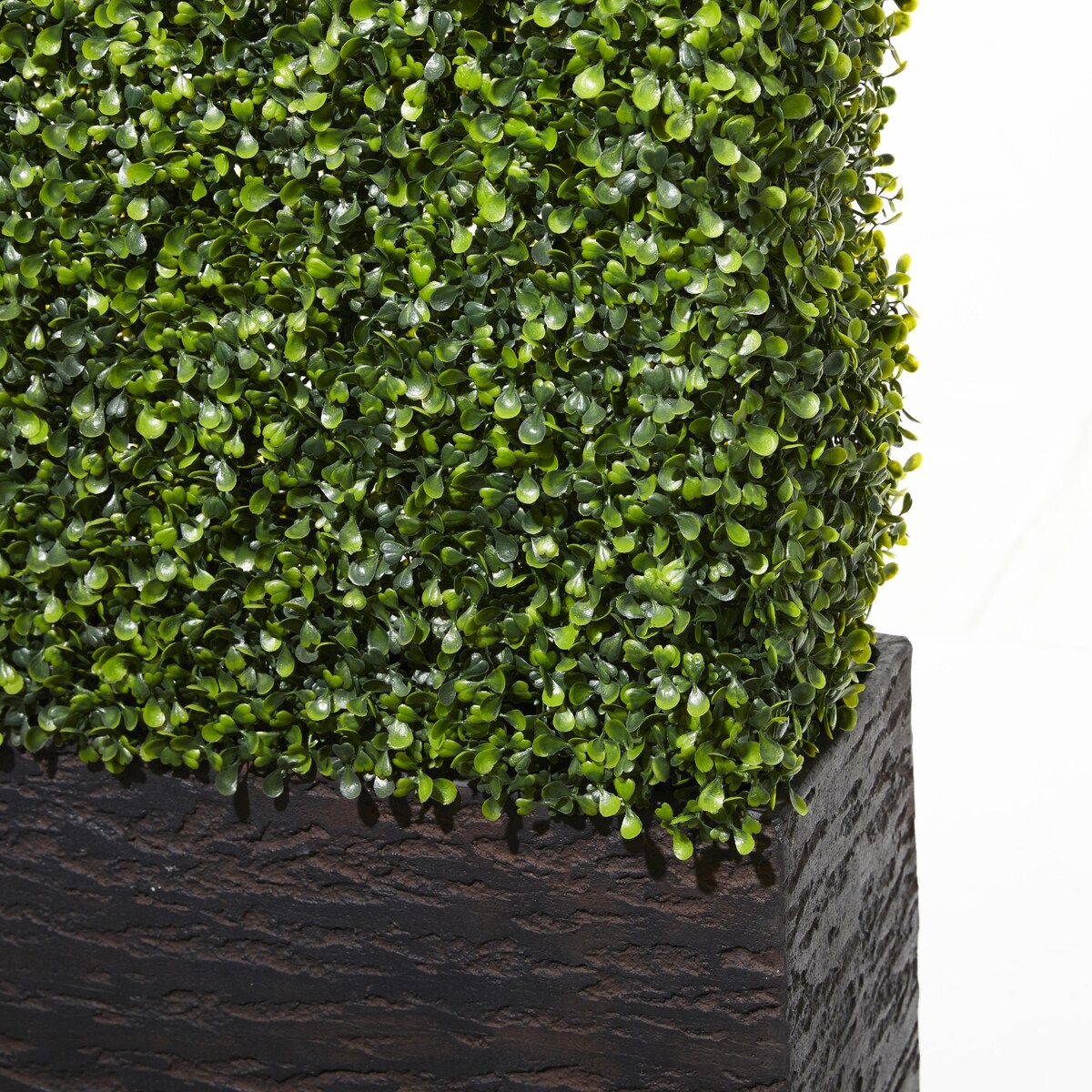 Faux Foliage Boxwood Hedge Tall Topiary with Realistic Leaves and Black or White Planter Box - Green - Roche River Decor