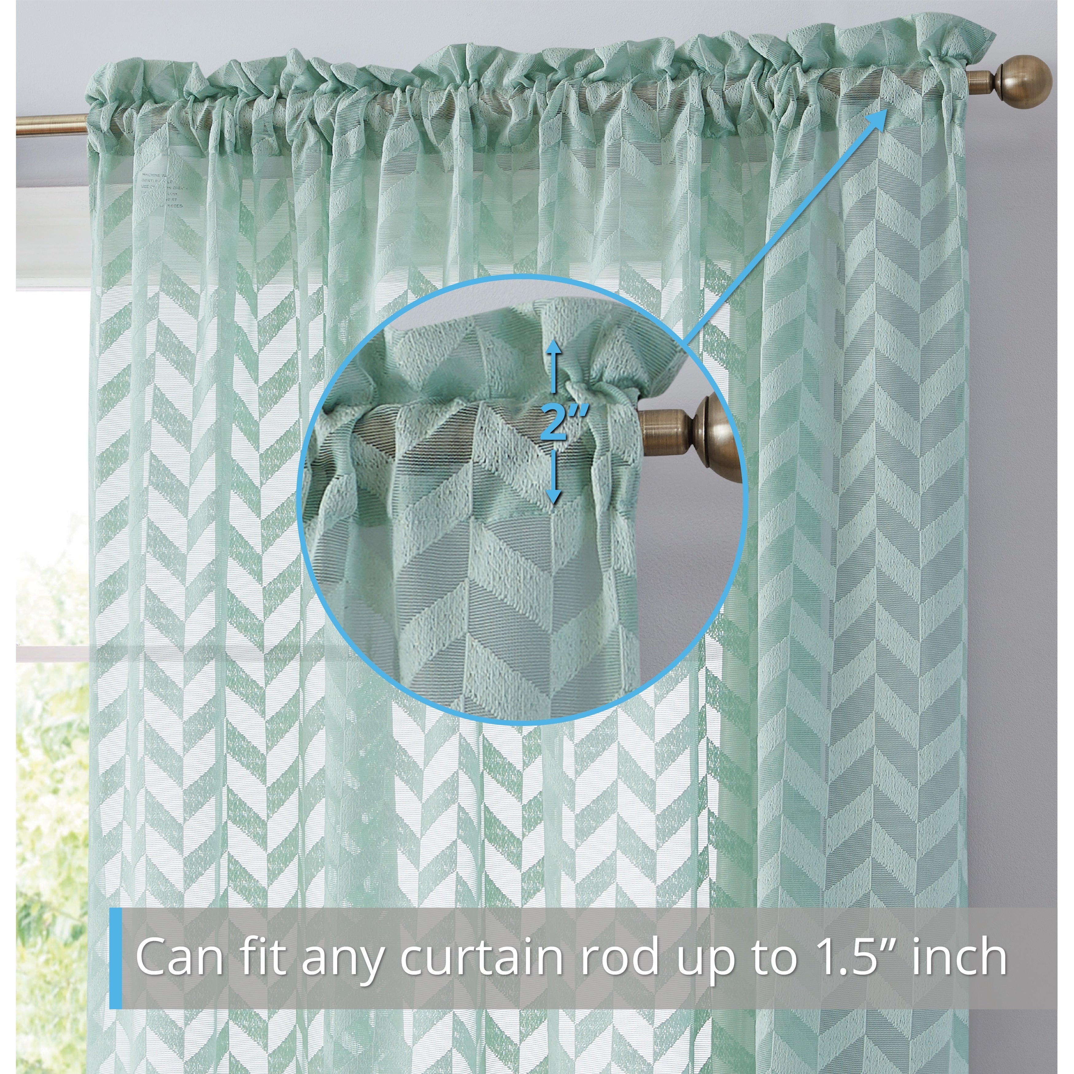 HLC.me Herringbone Lace Thick Semi Sheer Premium Grommet Top Window Curtain Panels Kids Room & Bedroom - Set of 2 Panels