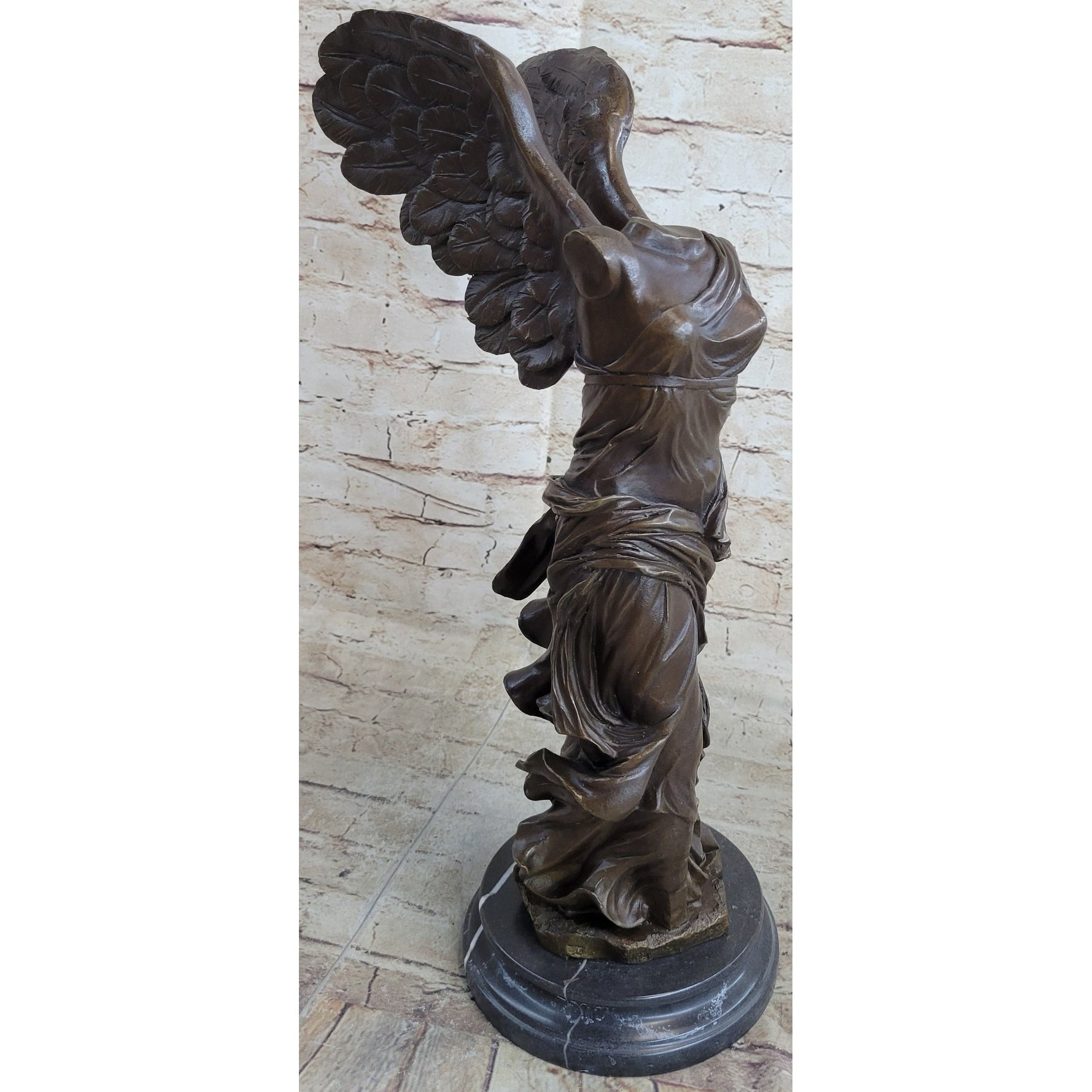 Winged Nike Samothrace Bronze Sculpture Marble Base Hot Cast Figurine Figure Art