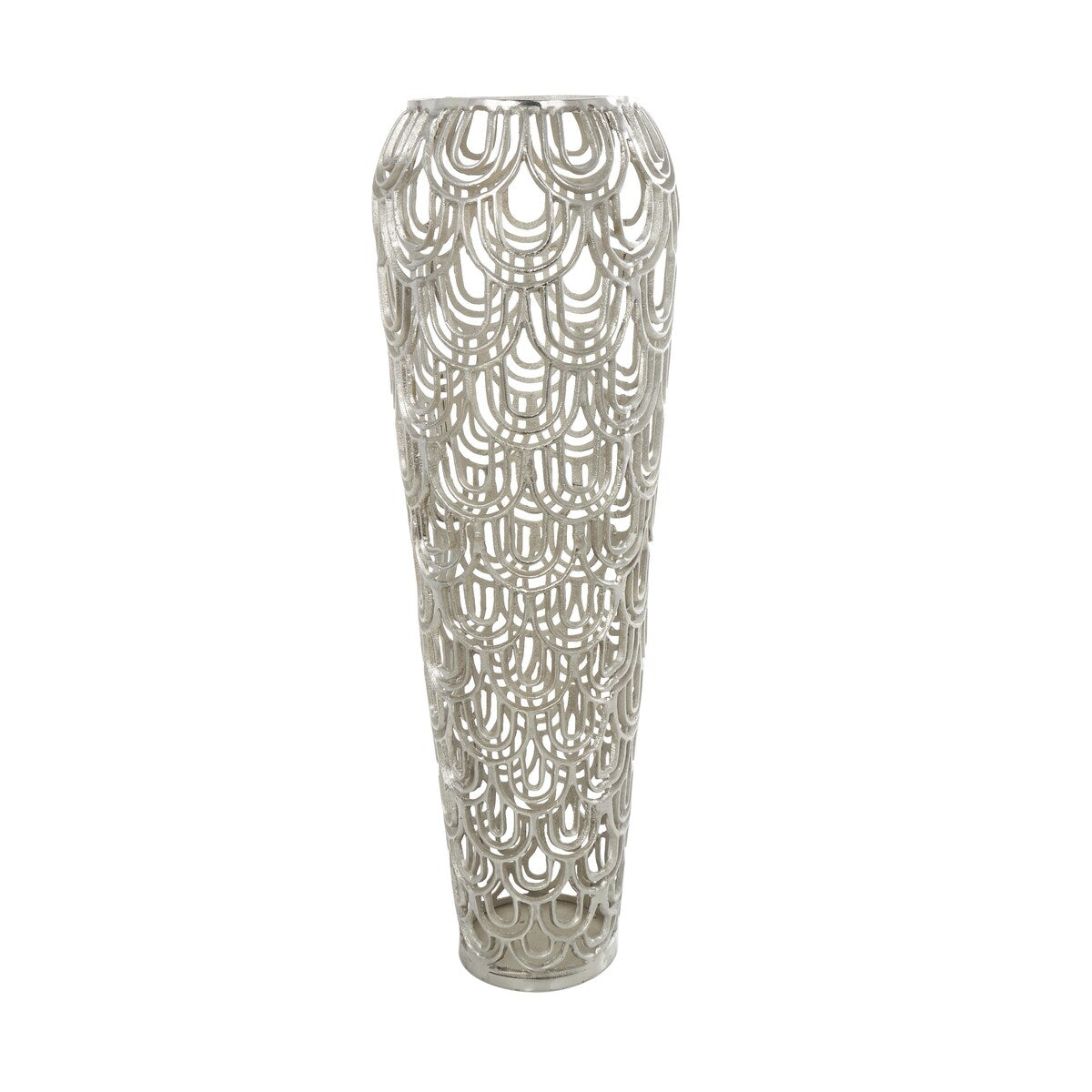 Aluminum Metal Geometric Tall Art Deco Inspired Arched Decorative Vase - Gold or Silver - Roche River Decor