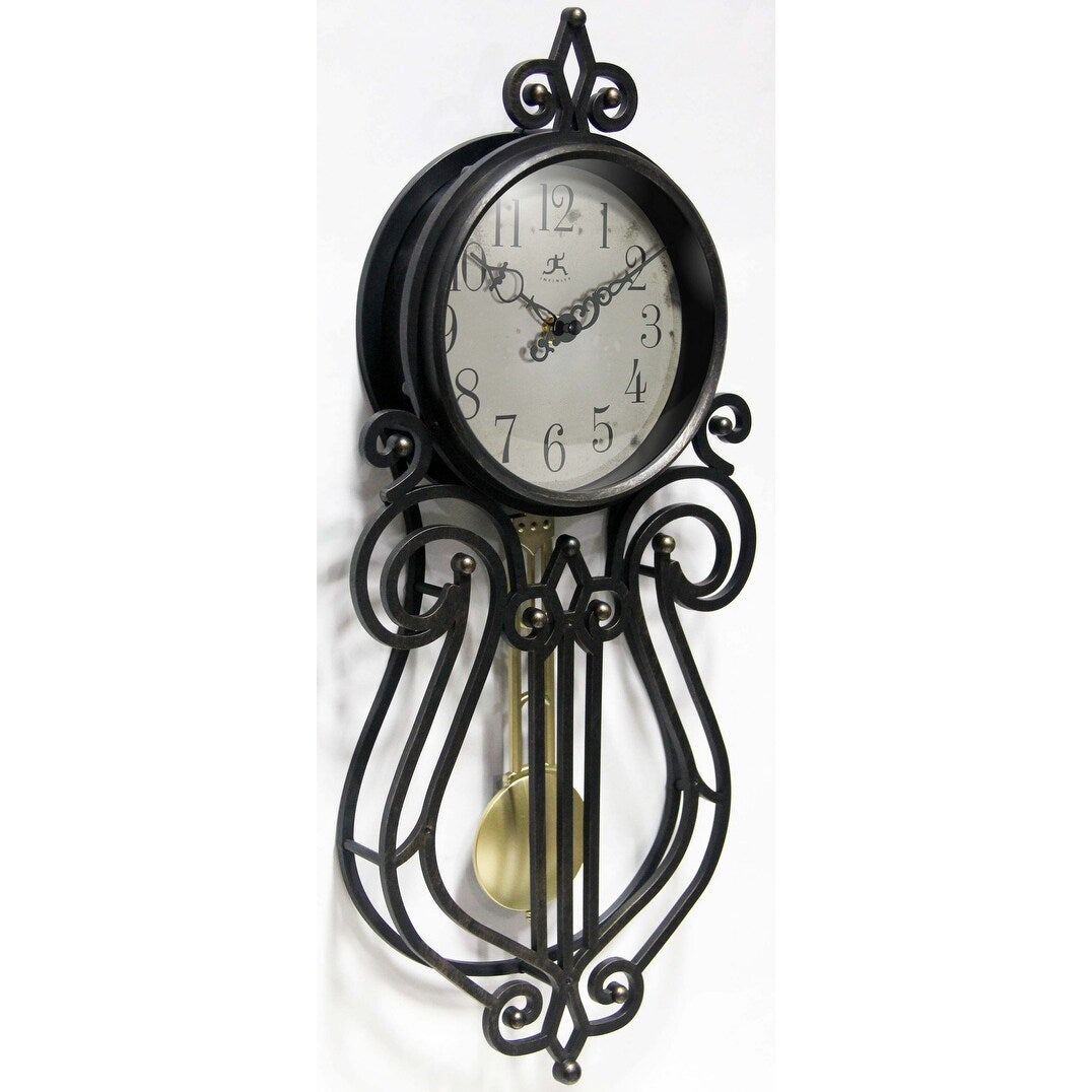 Pendulum 20 inch Wall Clock Wrought Iron Antique Style Traditional - 20 x 2.5 x 9