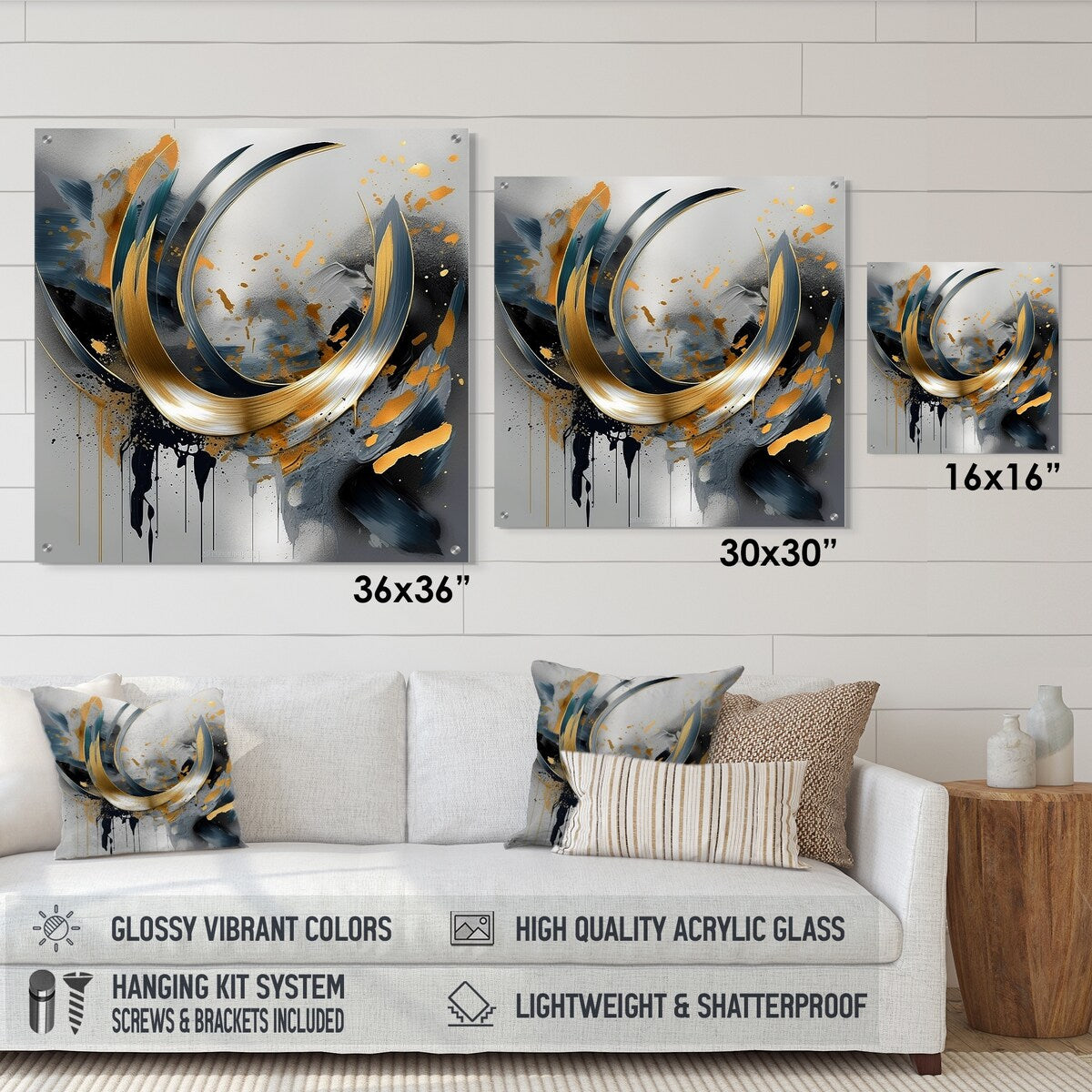 Designart Soft Colors Marble Abstract IV Abstract Marble Gloss Wall Decor - Modern Acrylic Wall Art For Hallway Decor