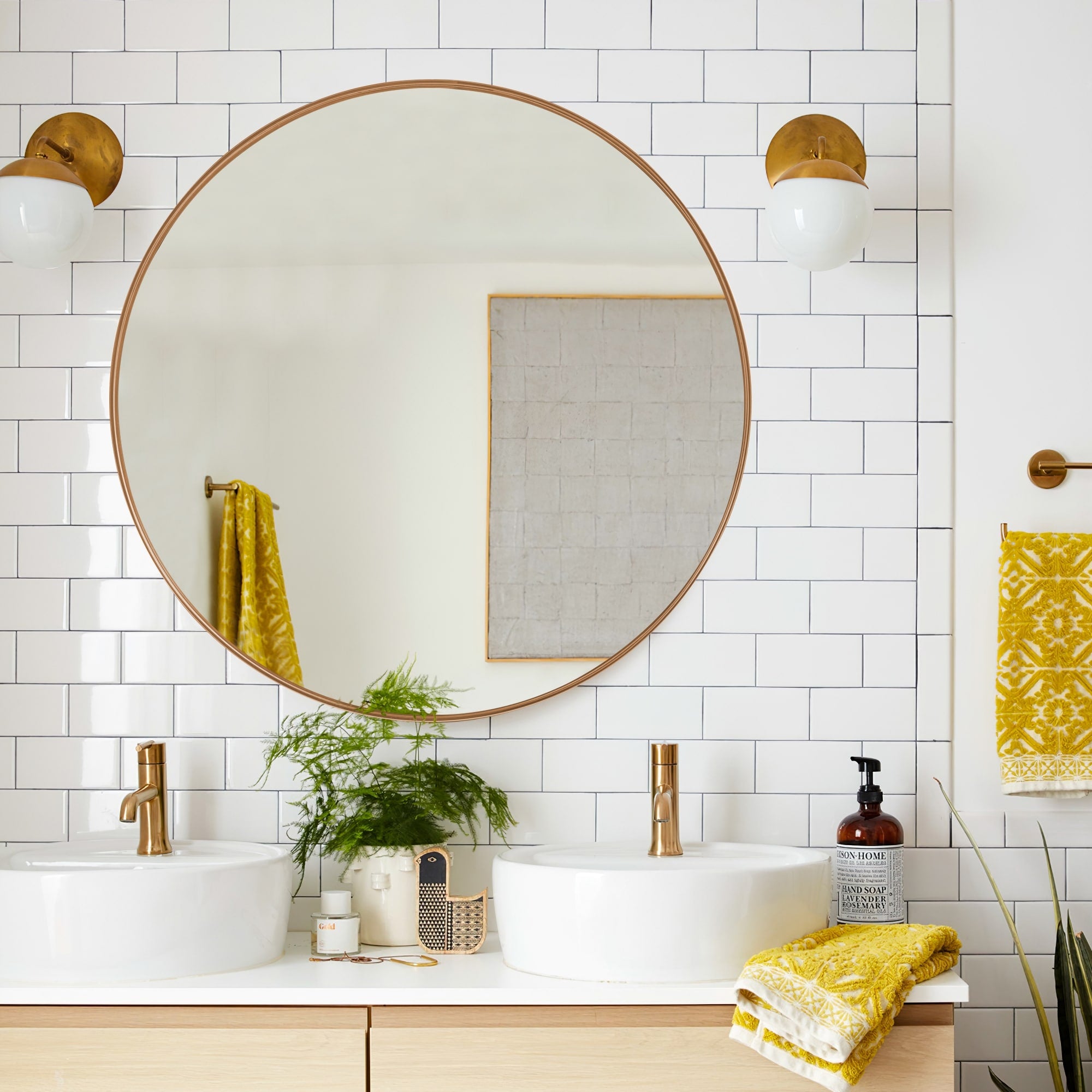 Modern Deep Frame Wall-Mounted Vanity Round Mirror