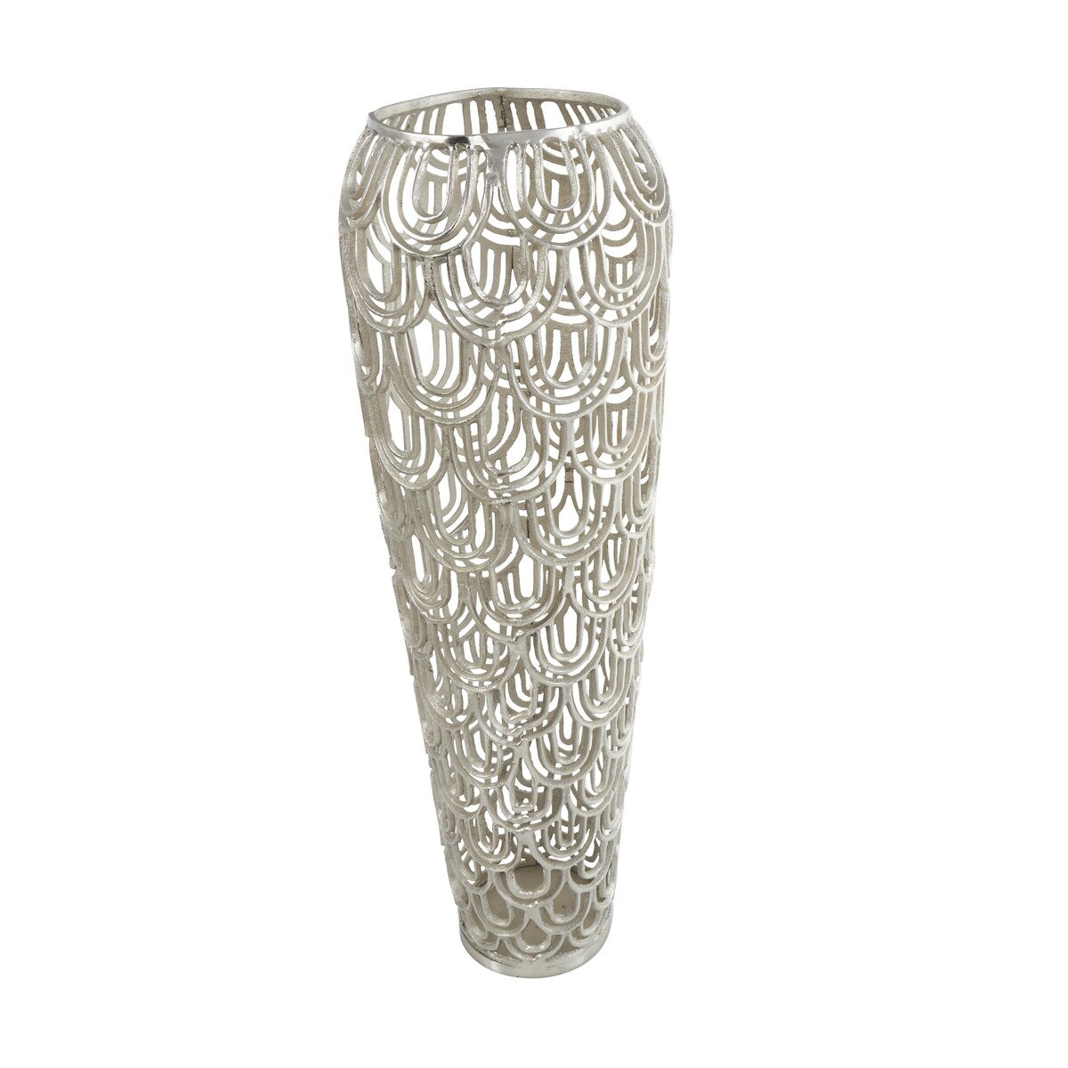 Aluminum Metal Geometric Tall Art Deco Inspired Arched Decorative Vase - Gold or Silver - Roche River Decor