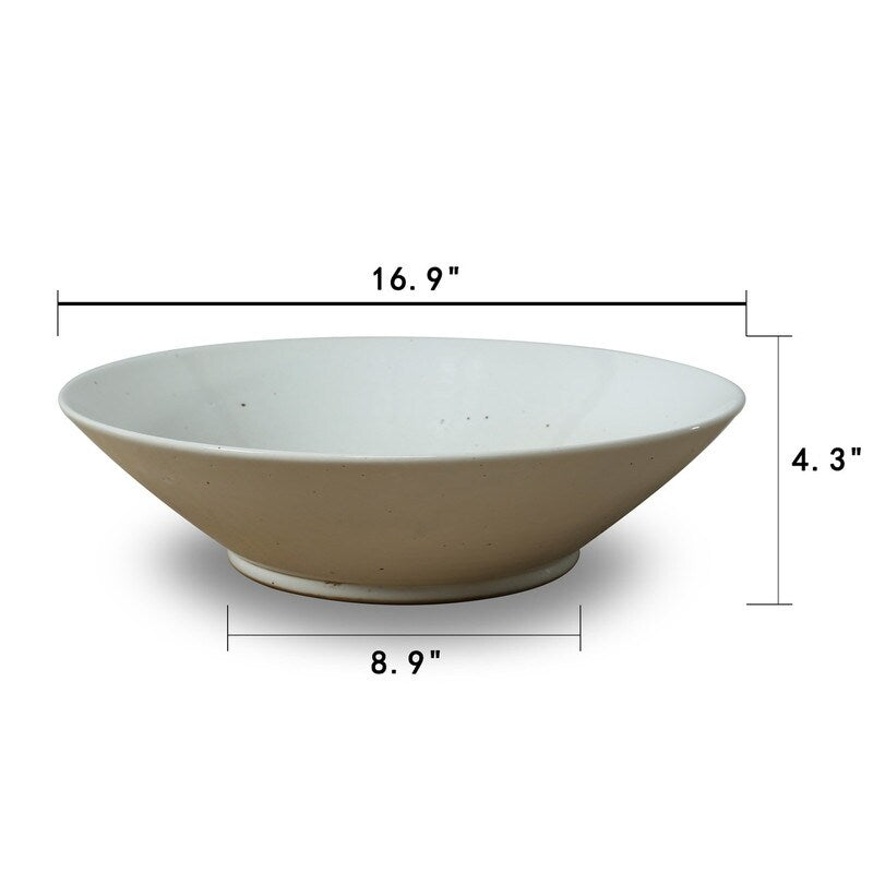 17 Wide Decorative Bowl White Glazed