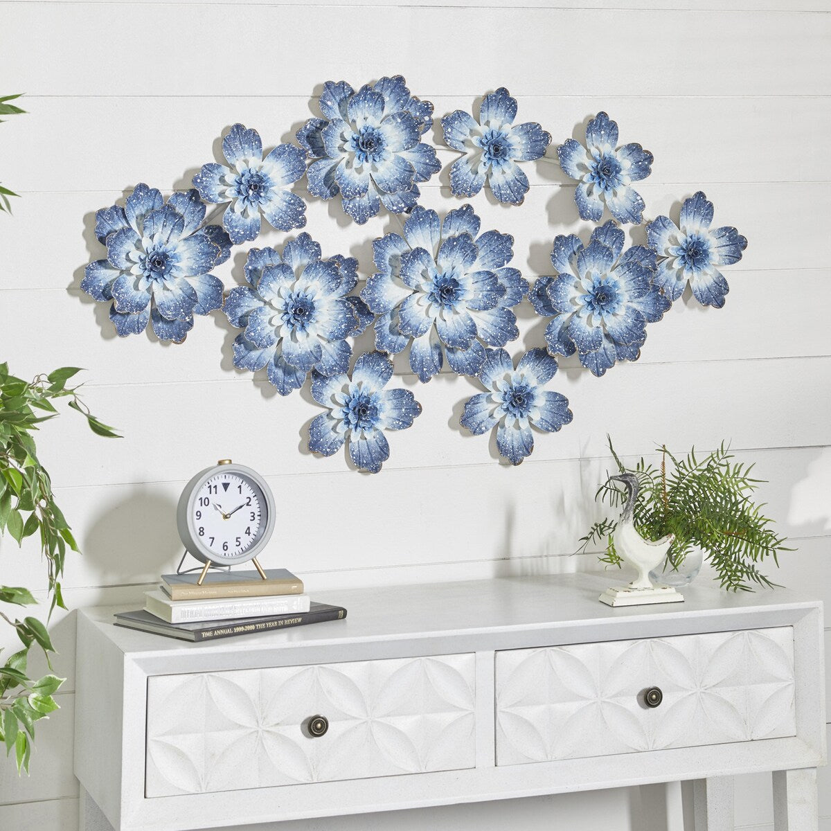 Metal Floral Home Wall Decor - Blue - Roche River Decor