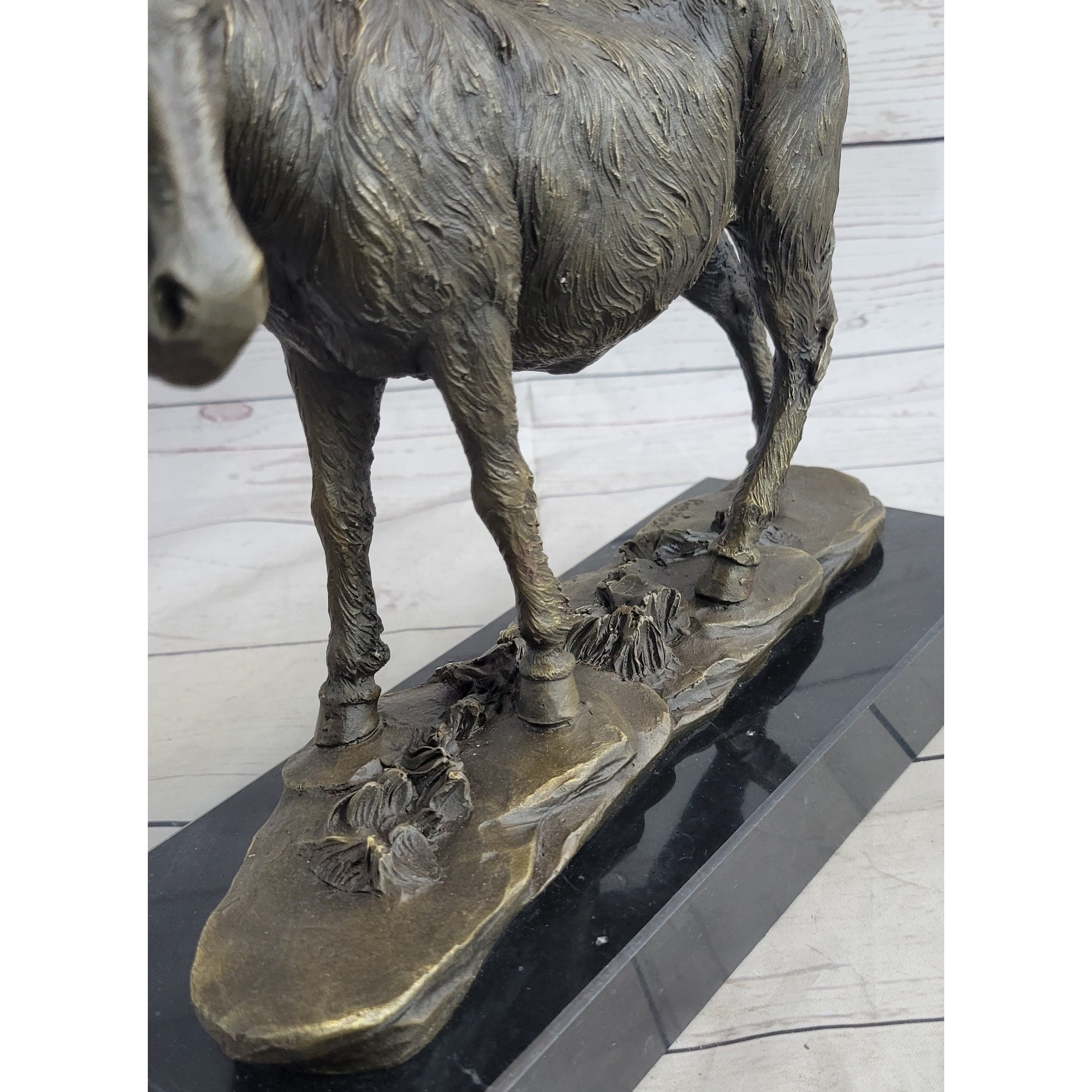 Donkey Mule Bronze Statue Sculpture Figure On Marble Base Signed Barye