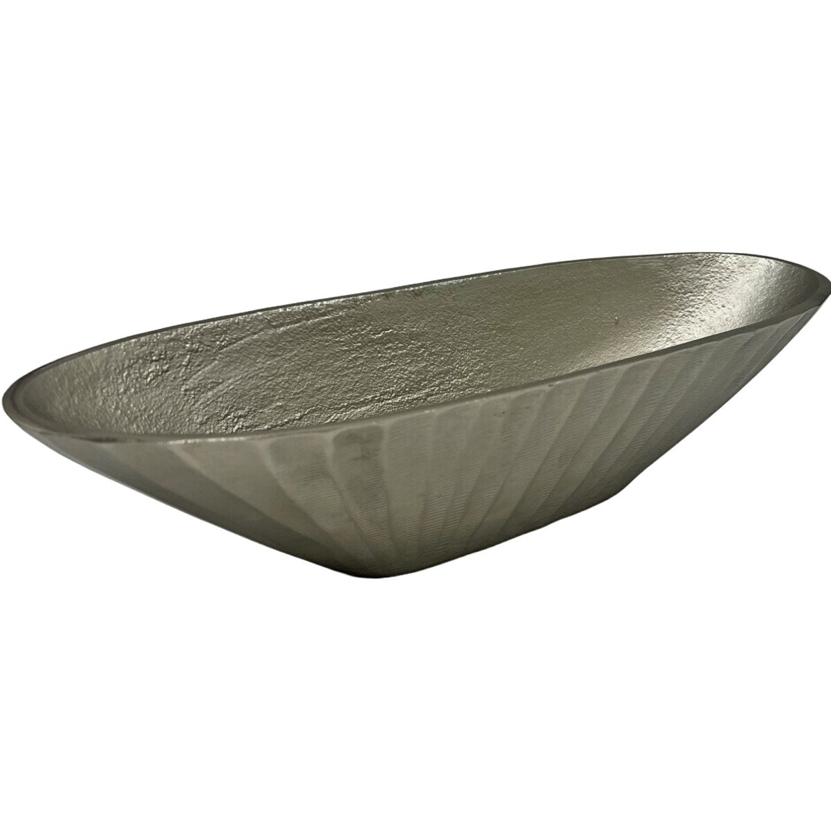 16 Inch Wide Decorative Handmade Aluminum Modern Oval Bowl - 16 x 5 x 4 in