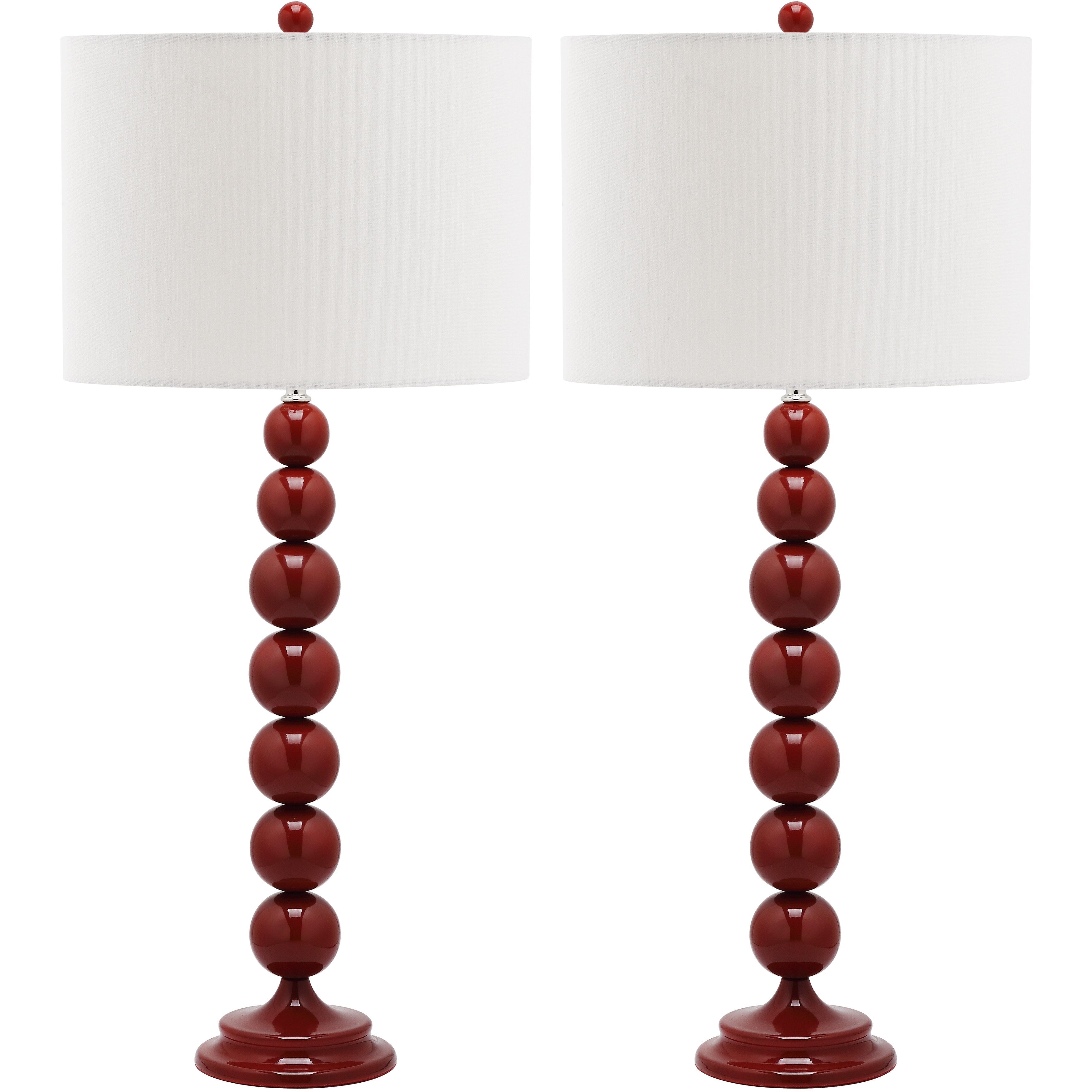 SAFAVIEH Lighting Mechelle 31-inch Stacked Ball White Table Lamp (Set of 2) - 14x14x31.5 - 14Wx14Dx32H