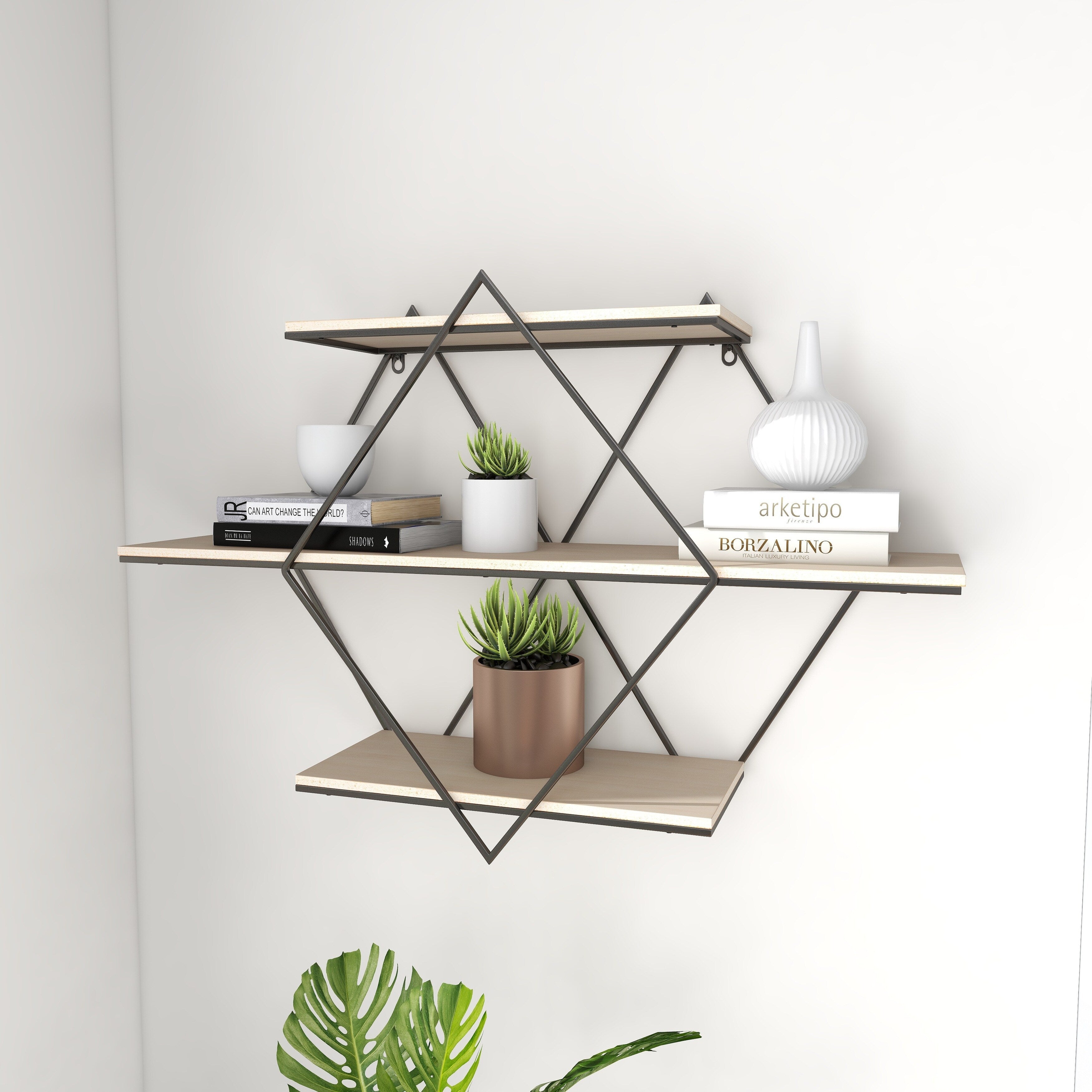 Brown MDF Contemporary Wall Shelf 20 x 30 x 7 - 30 x 7 x 20