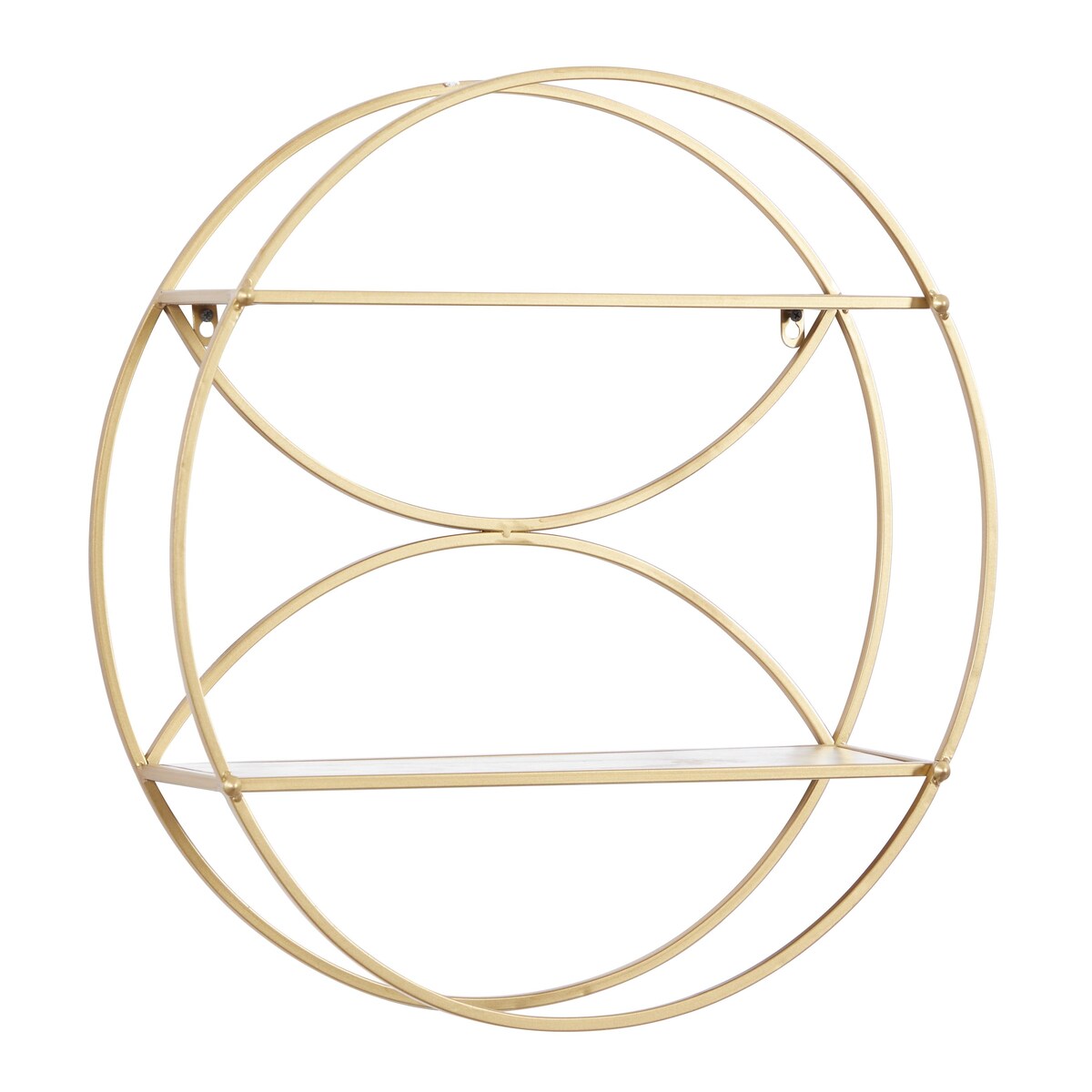 Metal Round 2 Shelves Wall Shelf - Gold - CosmoLiving by Cosmopolitan