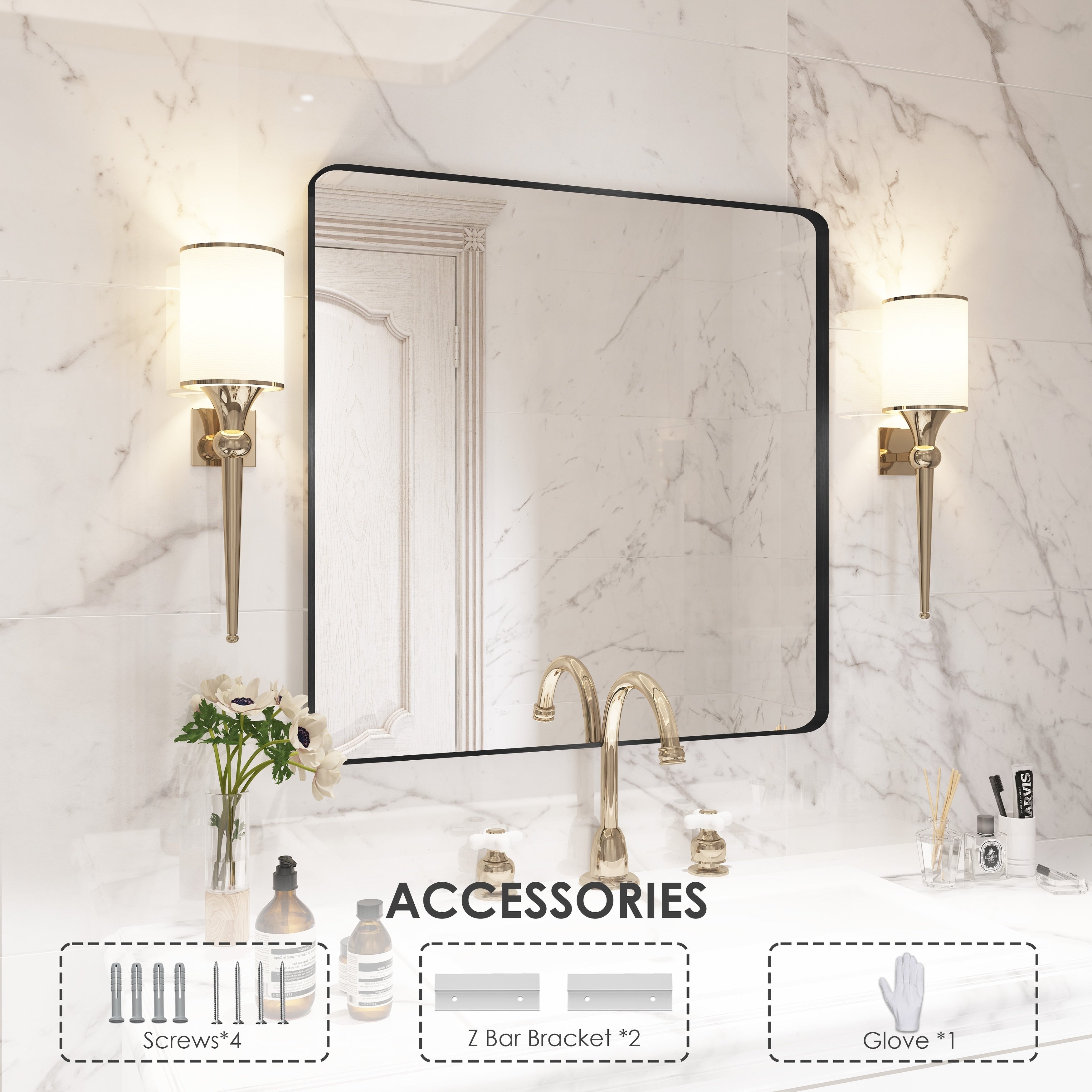 QuivaraView Rectangular Aluminum Framed Bathroom Vanity Mirror