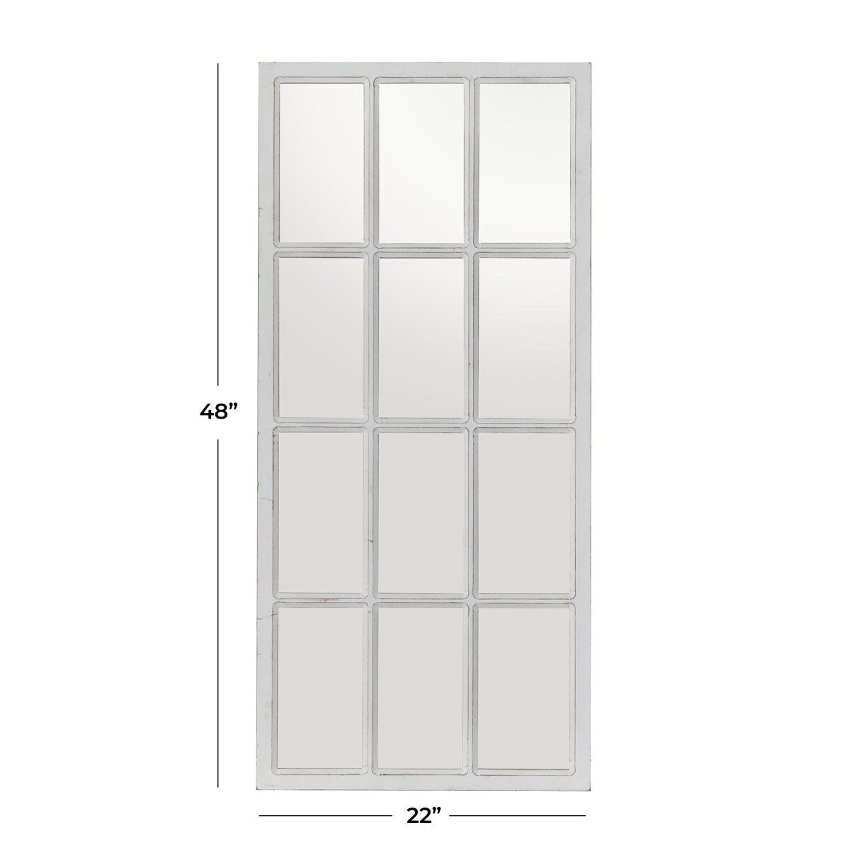 Wood Window Pane Inspired Room Wall Mirror - White - Roche River Decor