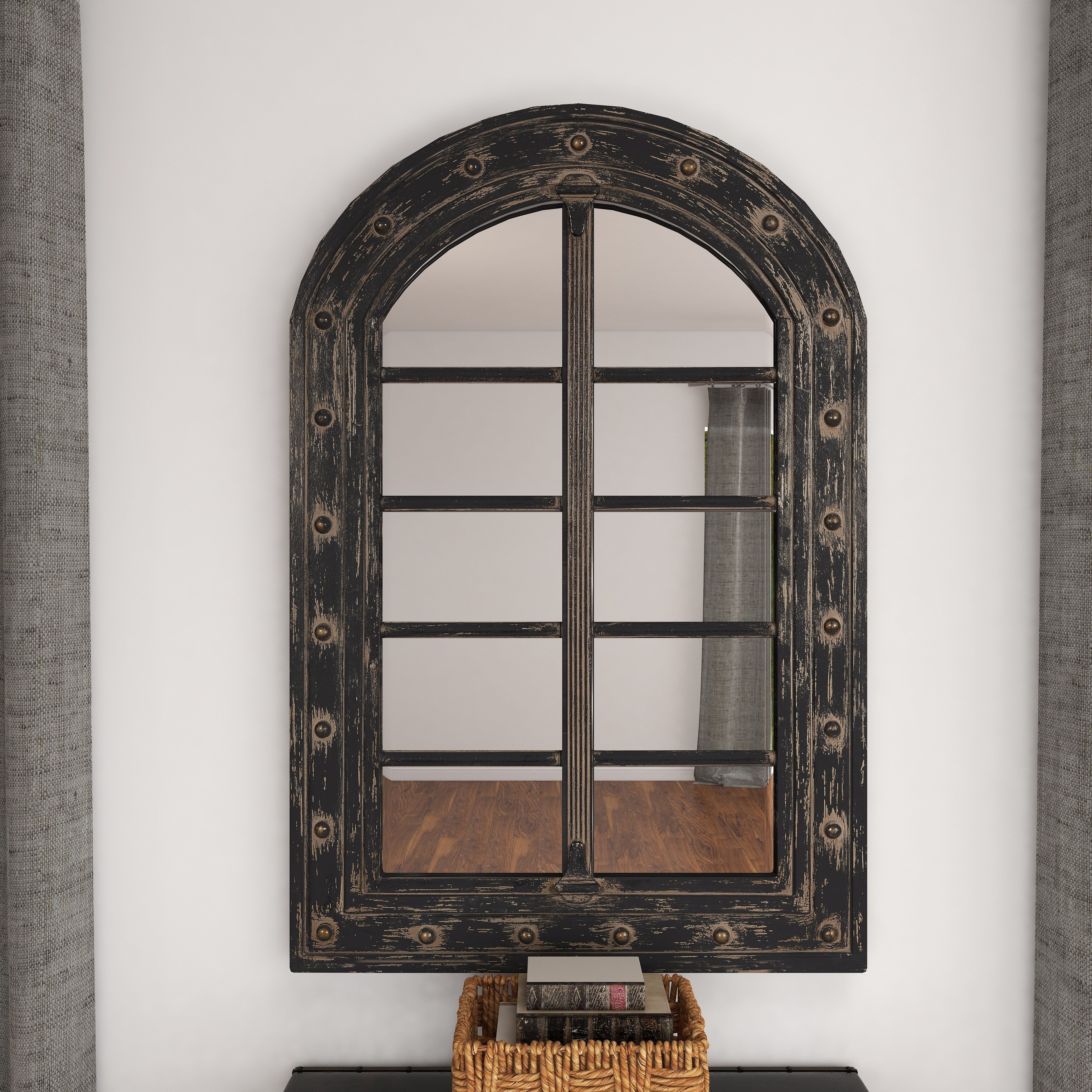 Brown MDF Rustic Wall Mirror 48 x 32 x 2 - 32 x 48