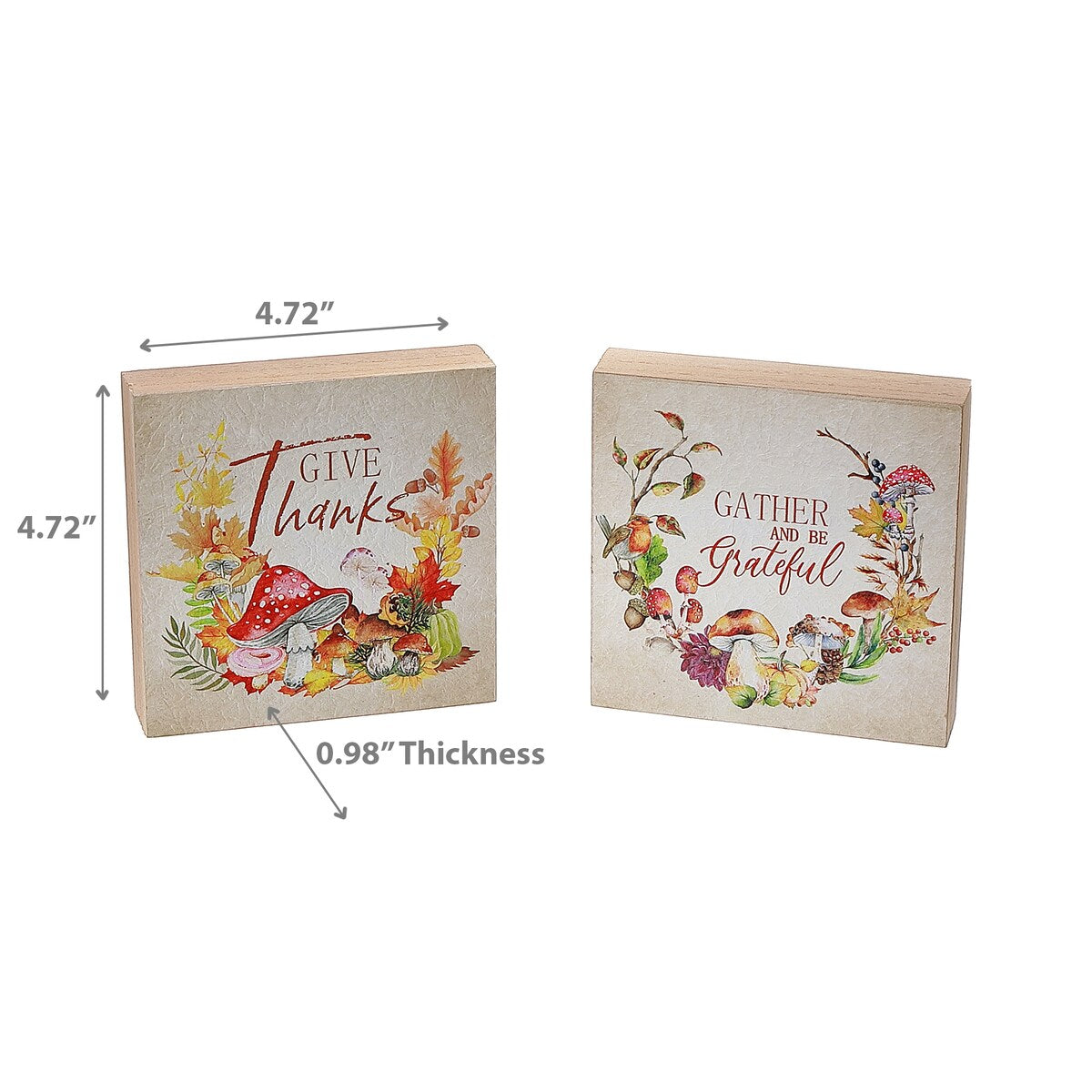 Square Harvest Wood Block - Set of 2