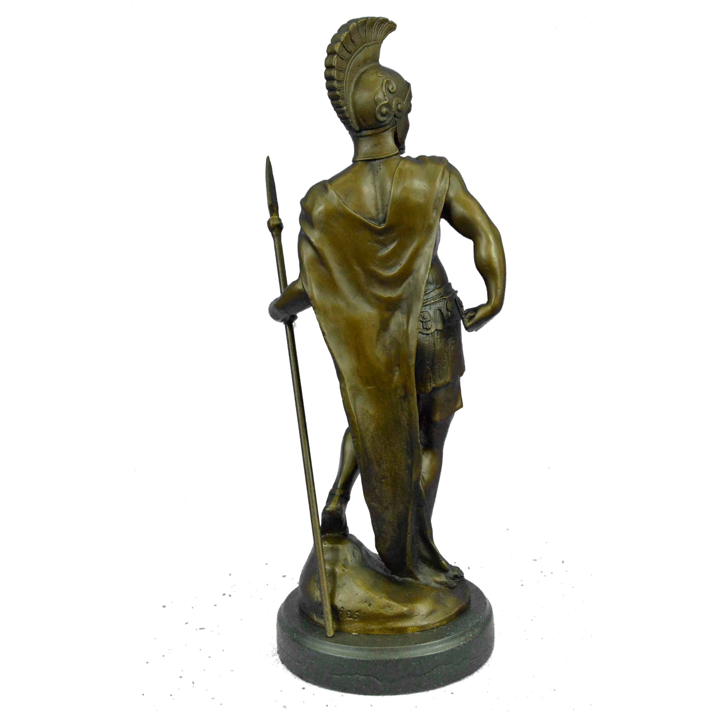 Vintage Signed Knight Warrior Bronze Statue Dalou Deco Sculpture Figurine Art