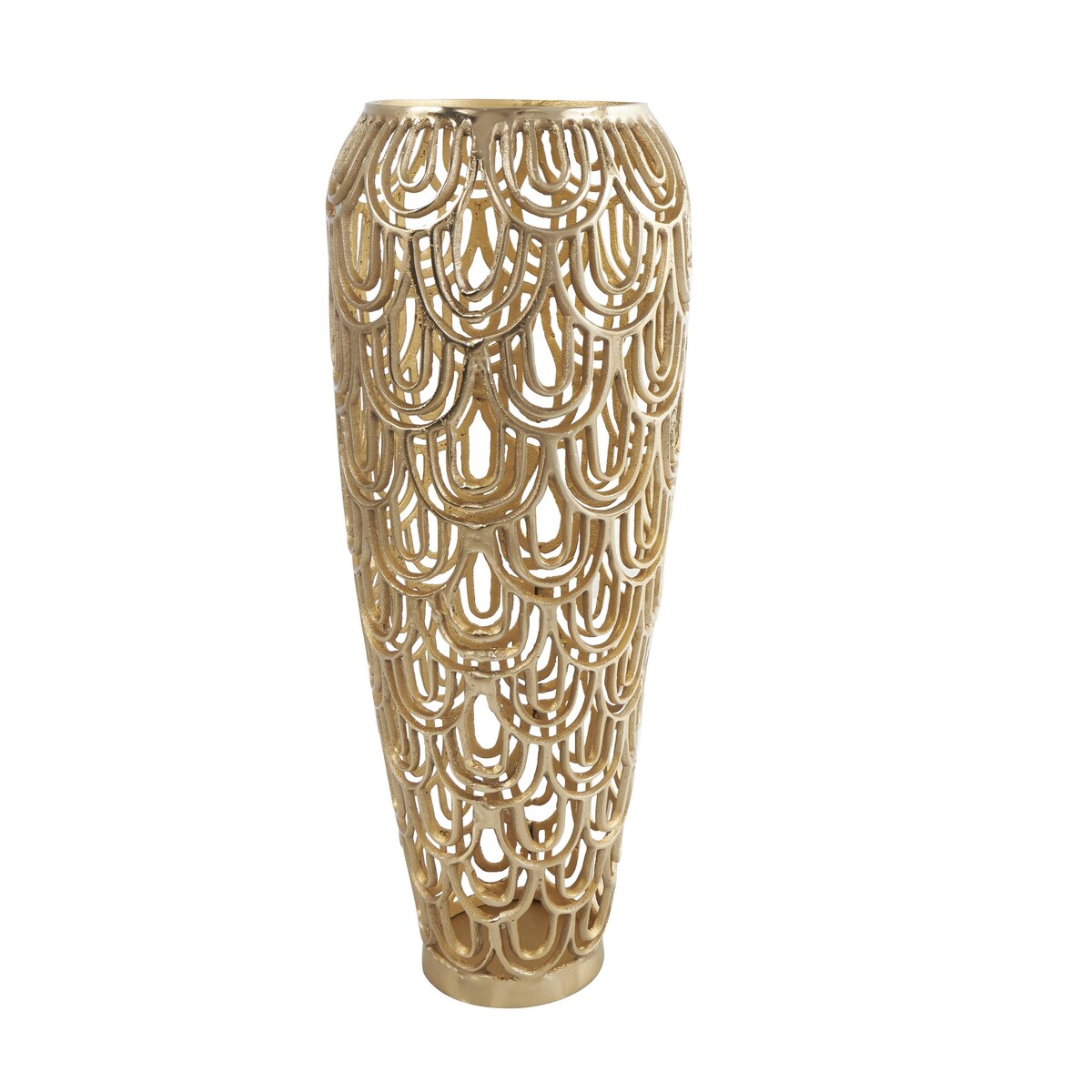 Aluminum Metal Geometric Tall Art Deco Inspired Arched Decorative Vase - Gold or Silver - Roche River Decor