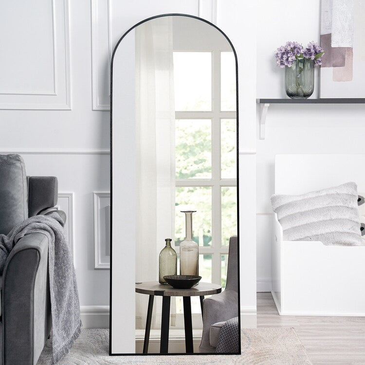 Mabel Arched Aluminum Mirror Full Length Mirror Free Standing Leaning/ Mirror Aluminum Frame for Modern Living 71x 31