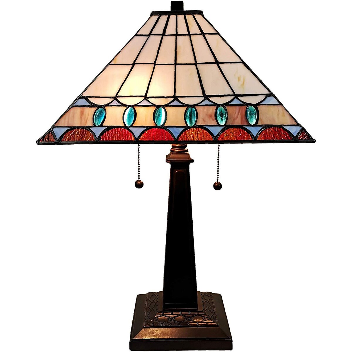 Tiffany Style Mission Jeweled Table Lamp Amora Lighting