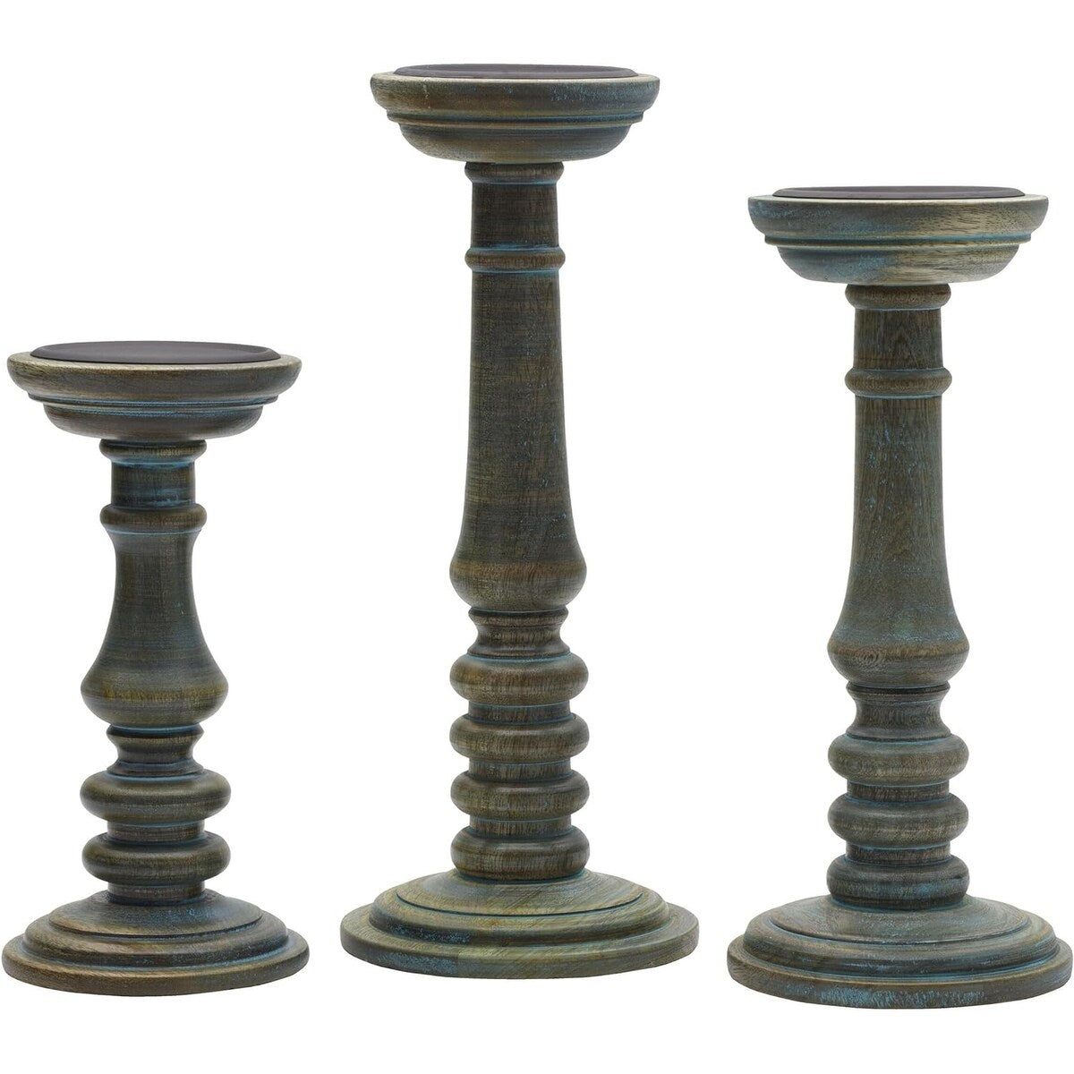 Elements Set of 3 Wood Candle Holders