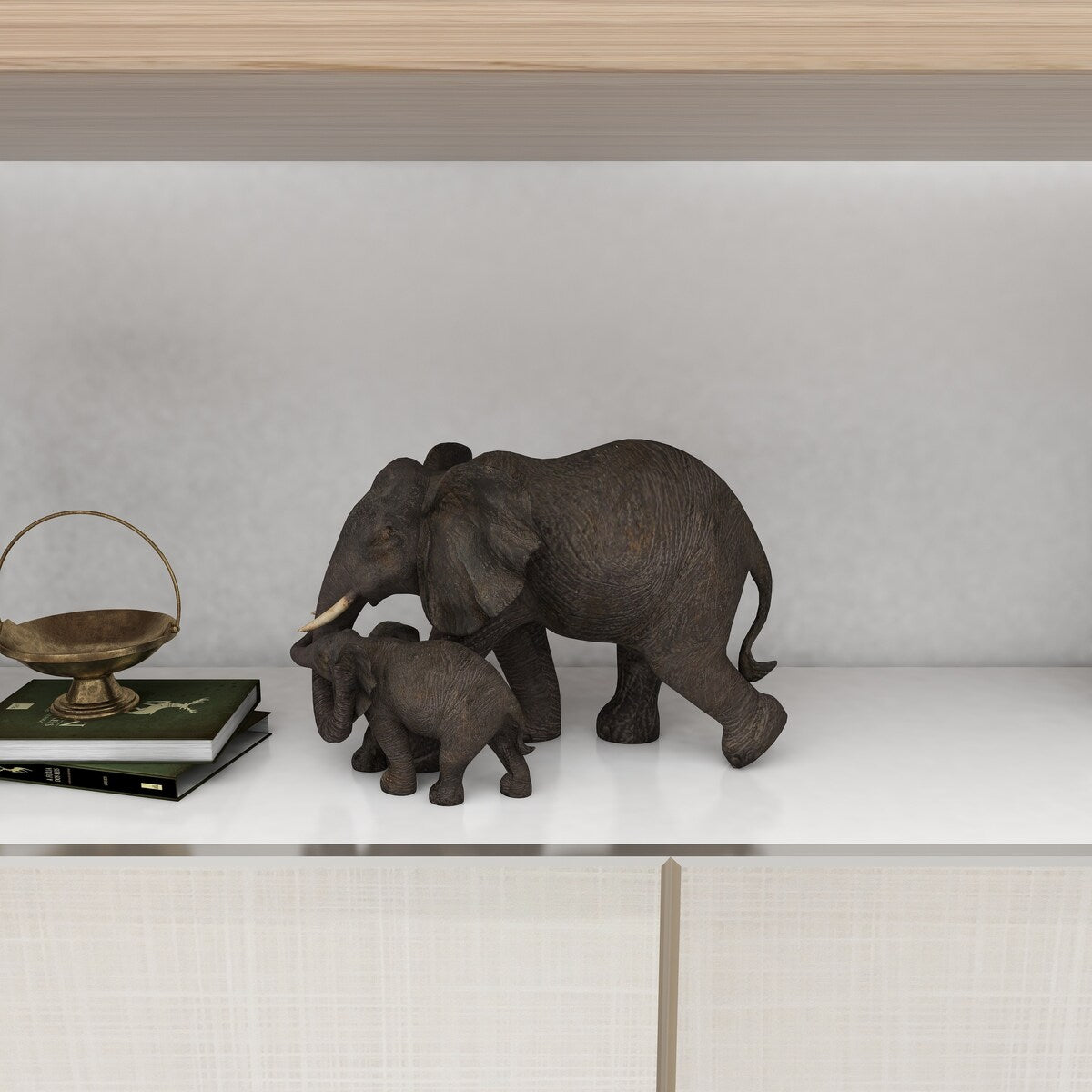 Polystone Elephant Family Decorative Sculpture - Brown - Roche River Decor