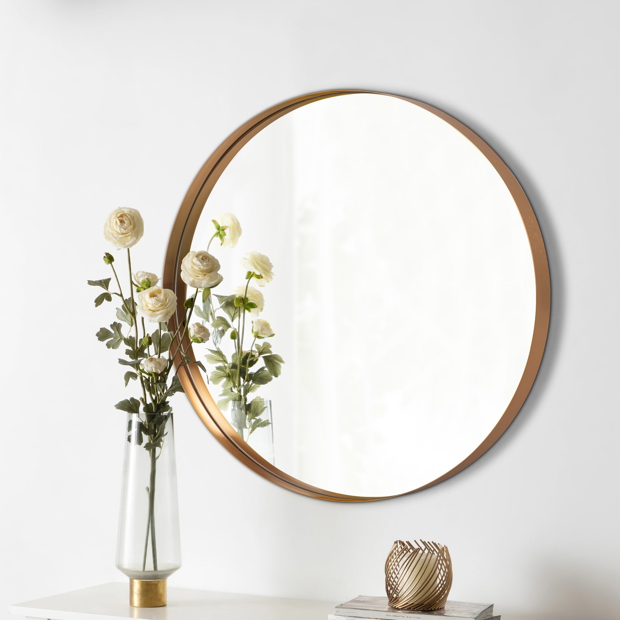 Modern Deep Frame Wall-Mounted Vanity Round Mirror