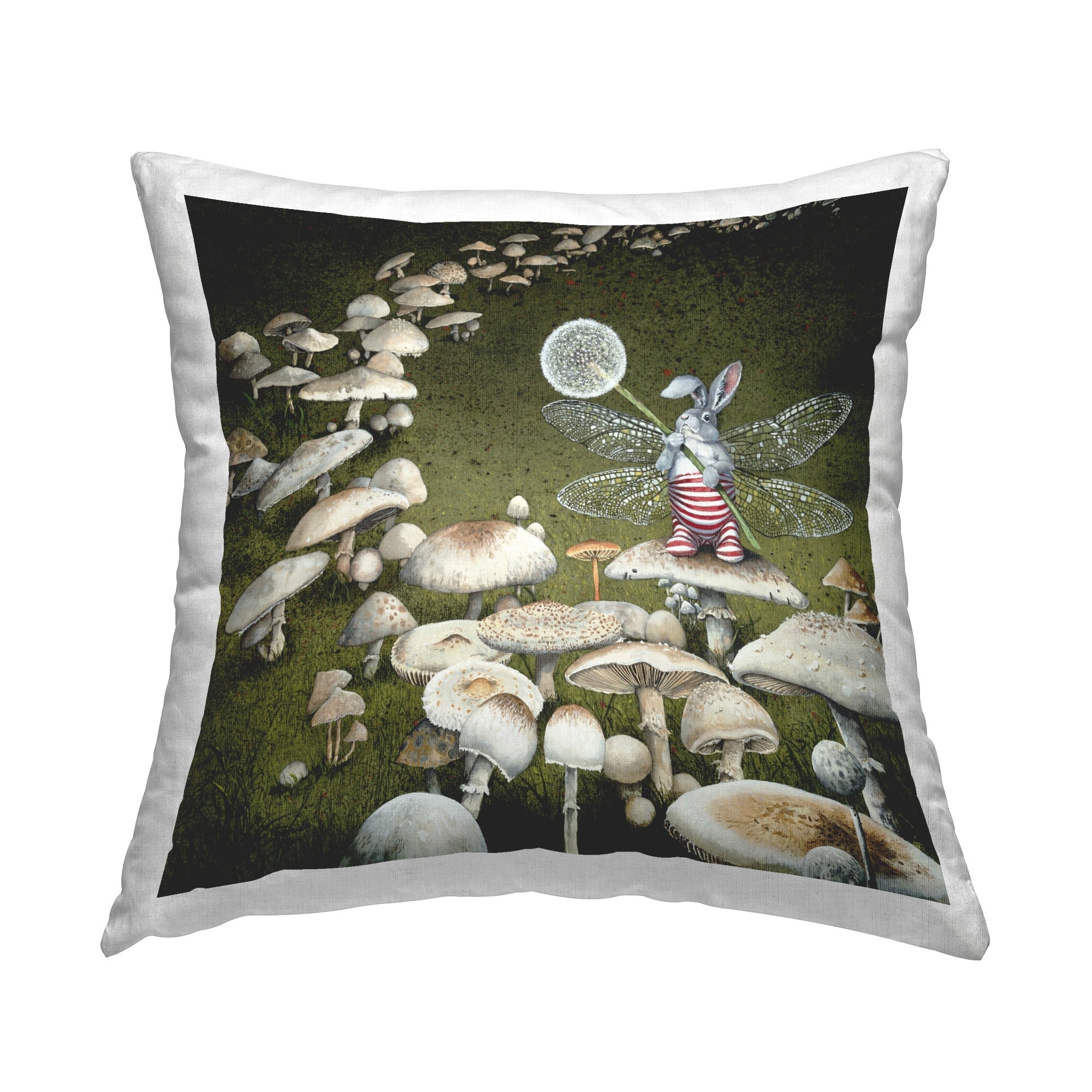 Stupell Fairy Bunny on Mushroom Decorative Printed Throw Pillow Design by Maggie Vandewalle