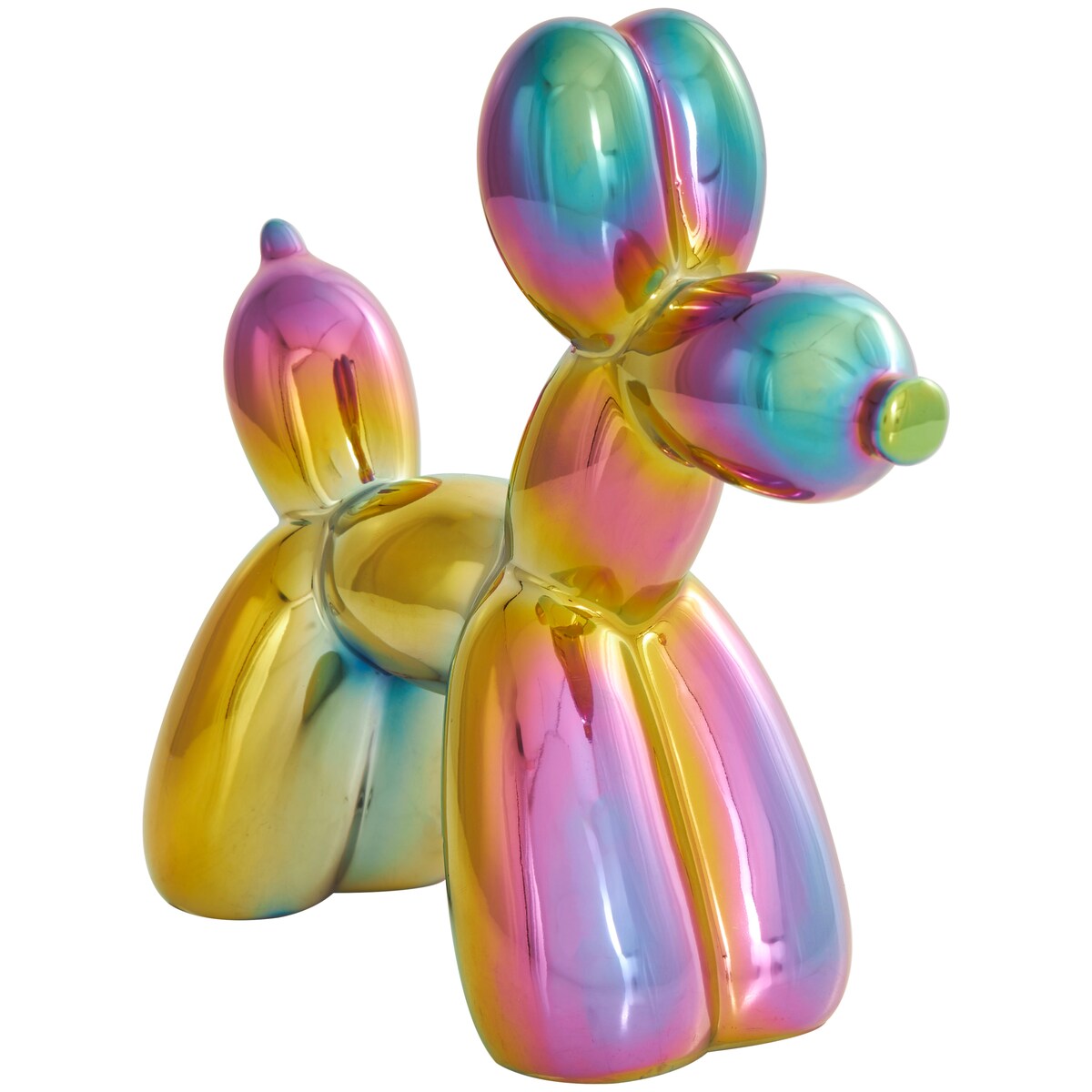 Porcelain Ceramic Dog Balloon Sculpture - Set of 2 Gold, White, black, Silver or Multi Colored - Roche River Decor