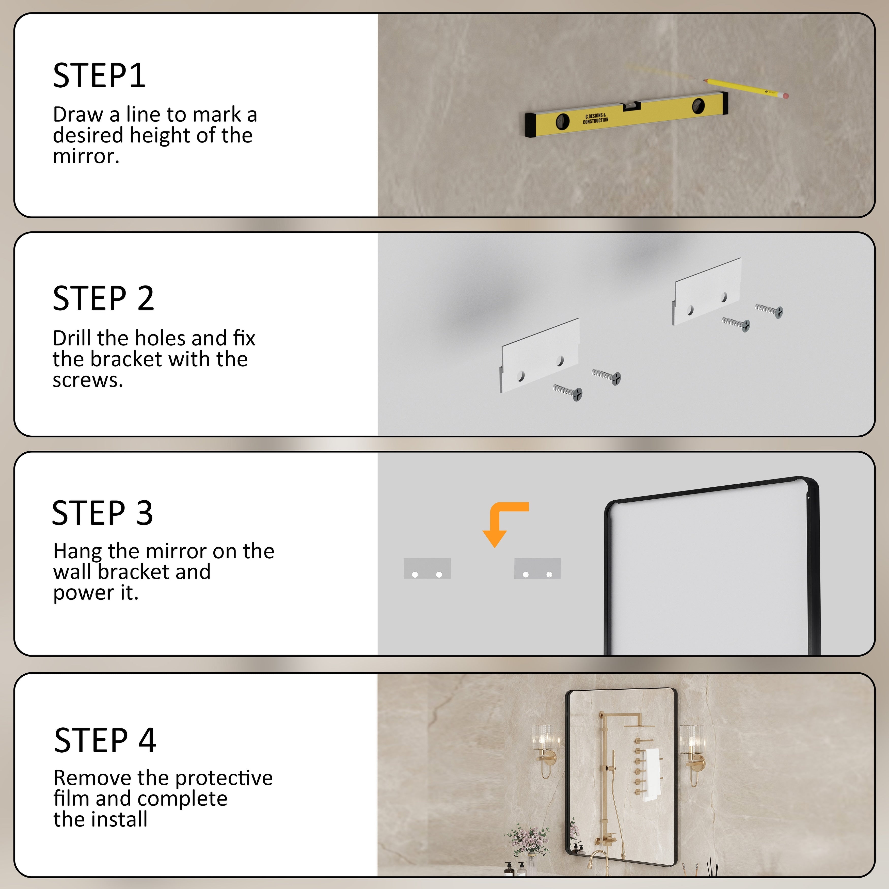 QuivaraView Rectangular Aluminum Framed Bathroom Vanity Mirror