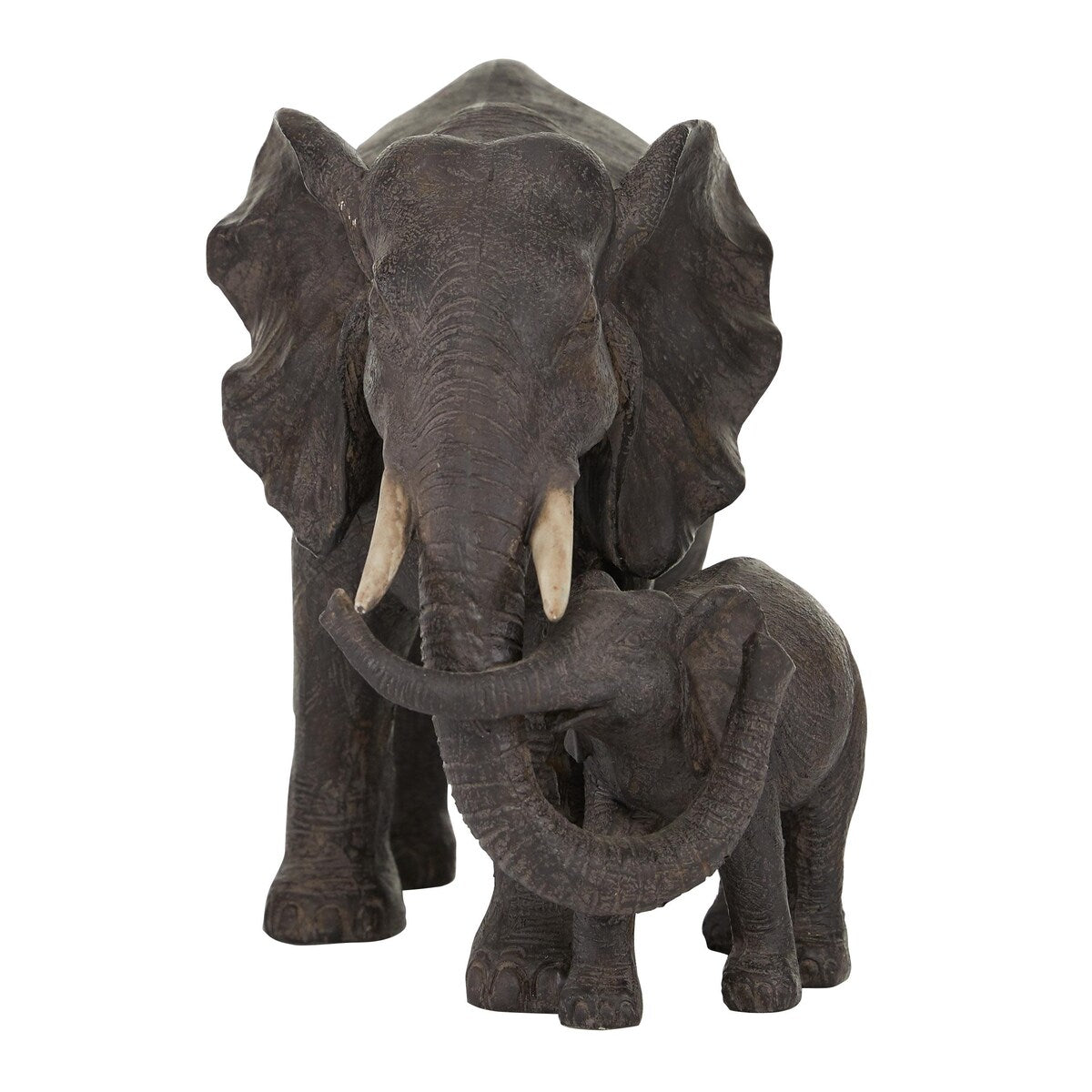 Polystone Elephant Family Decorative Sculpture - Brown - Roche River Decor