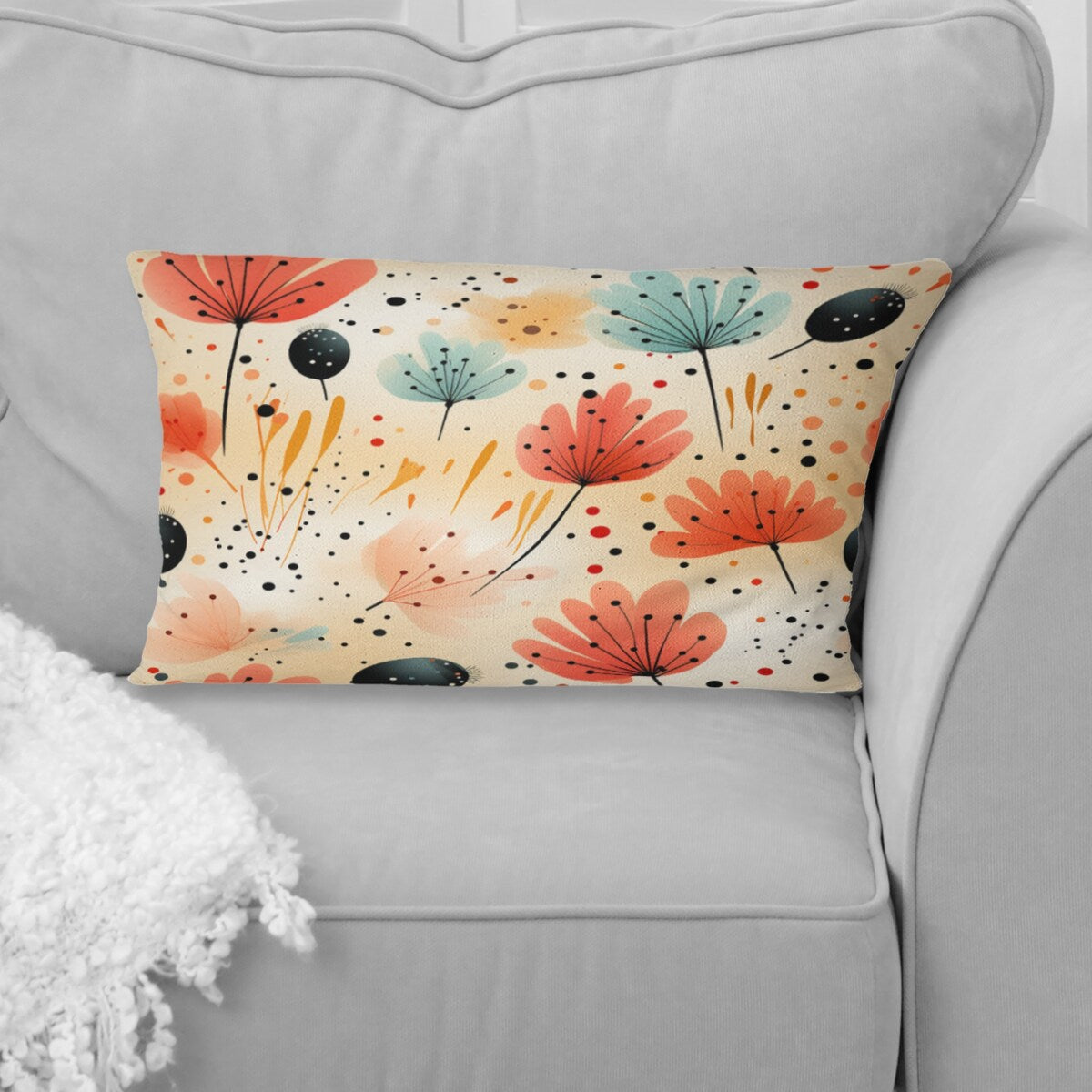 Designart Sunset Ladybug Flowers  Botanical Printed Throw Pillow