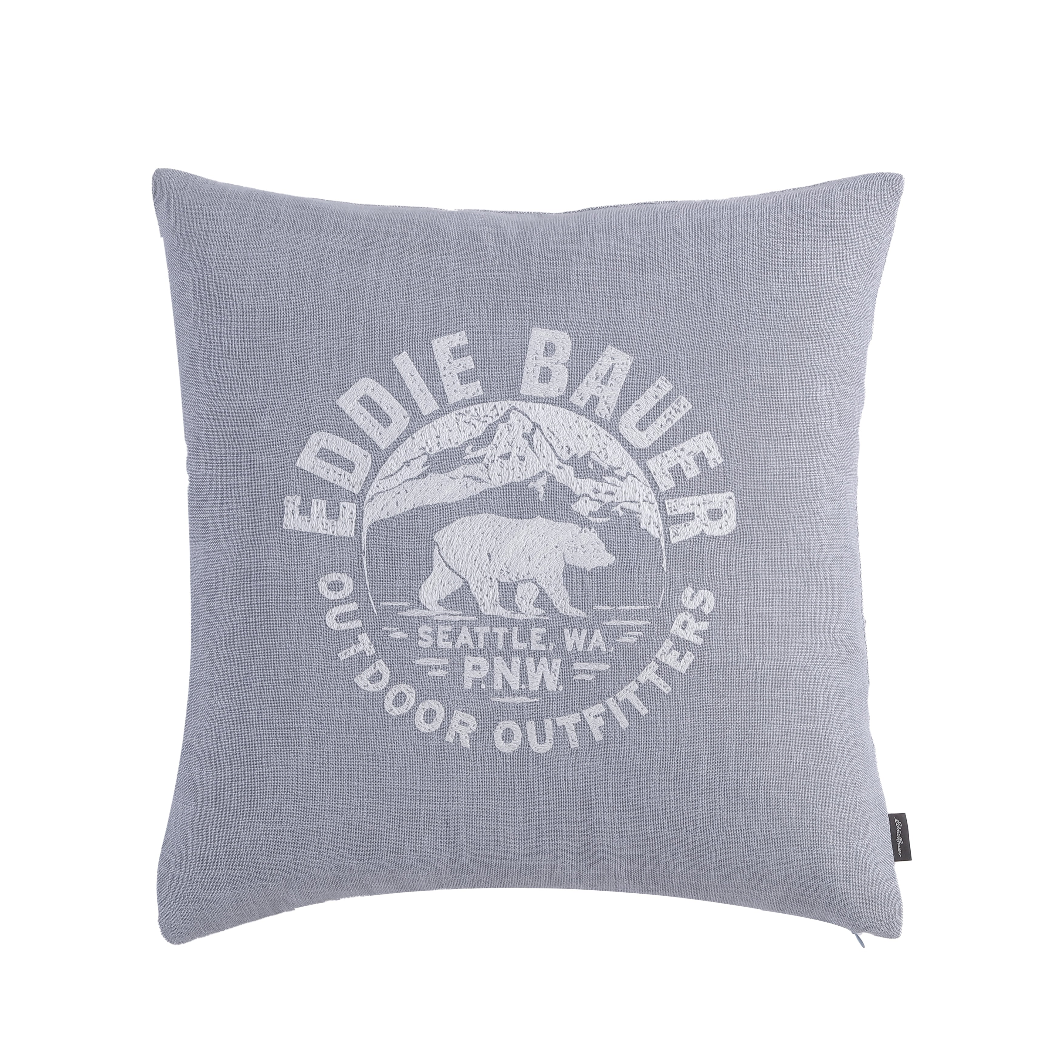 Eddie Bauer Bear Outdoor Outfitters Grey Throw Pillow Cover