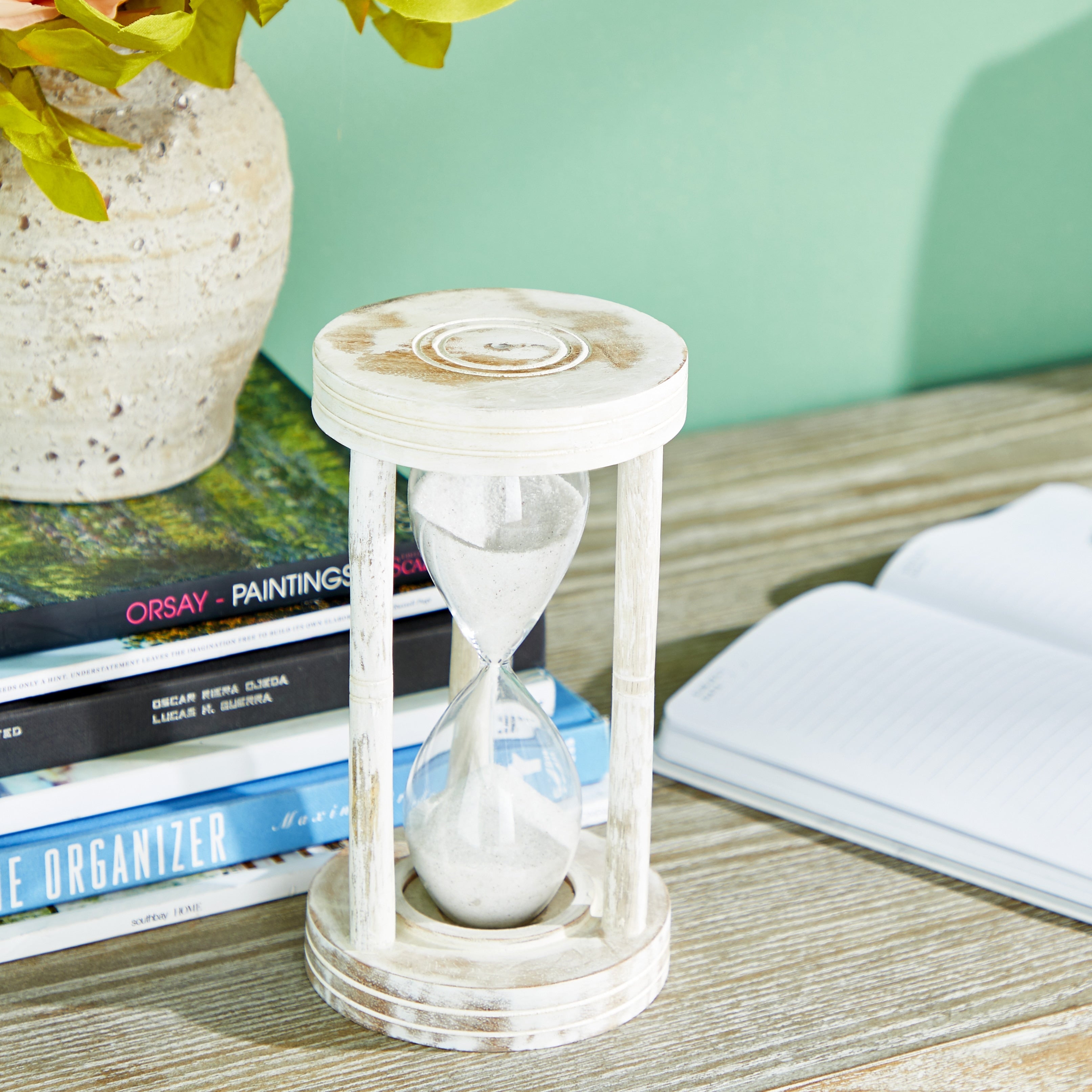 White Wood Hourglass Sand Timer