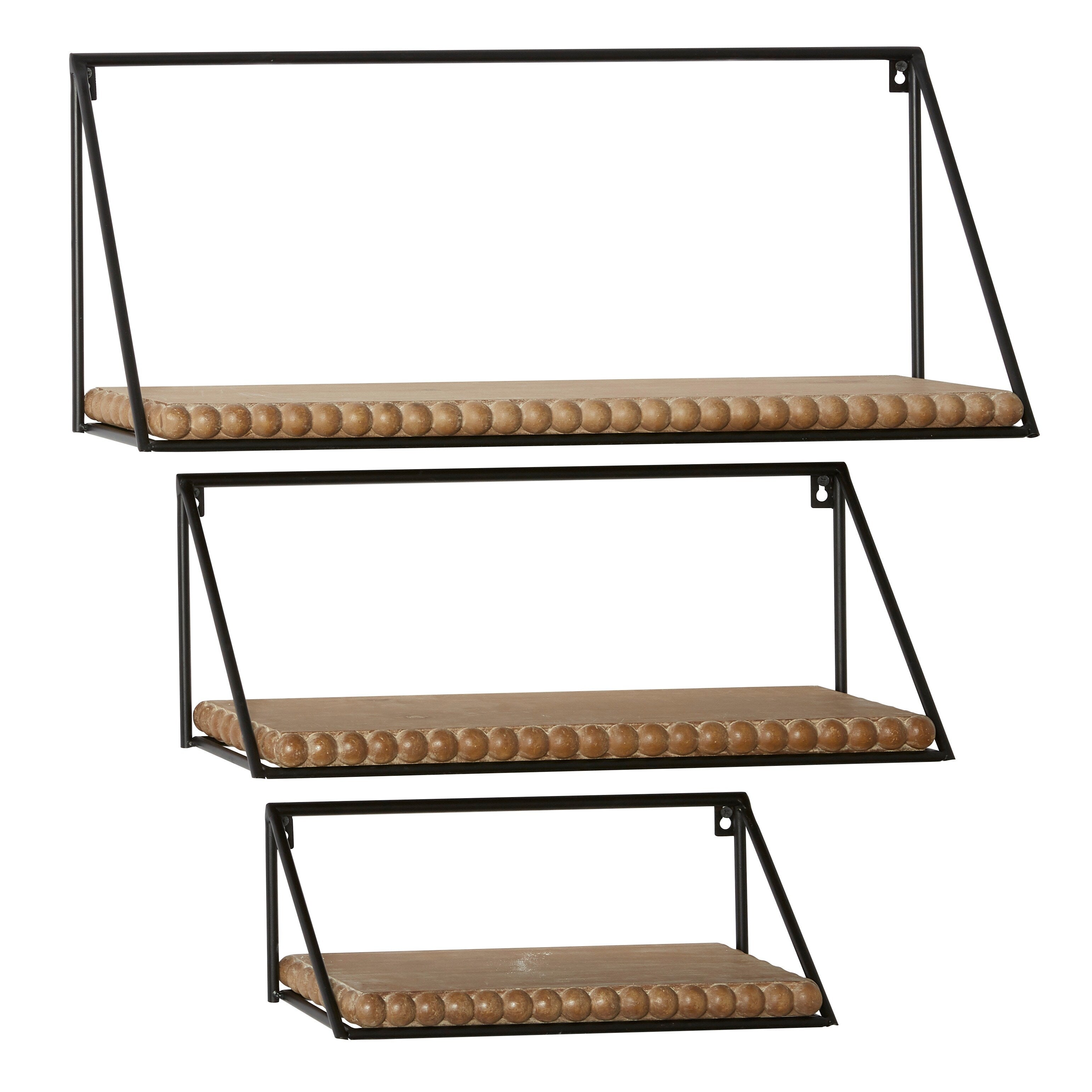 Black Metal Industrial Wall Shelf (Set of 3) - S/3 24,19,14L