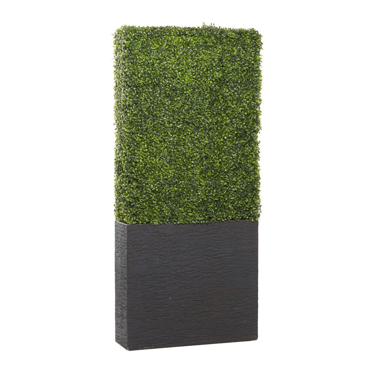 Faux Foliage Boxwood Hedge Tall Topiary with Realistic Leaves and Black or White Planter Box - Green - Roche River Decor