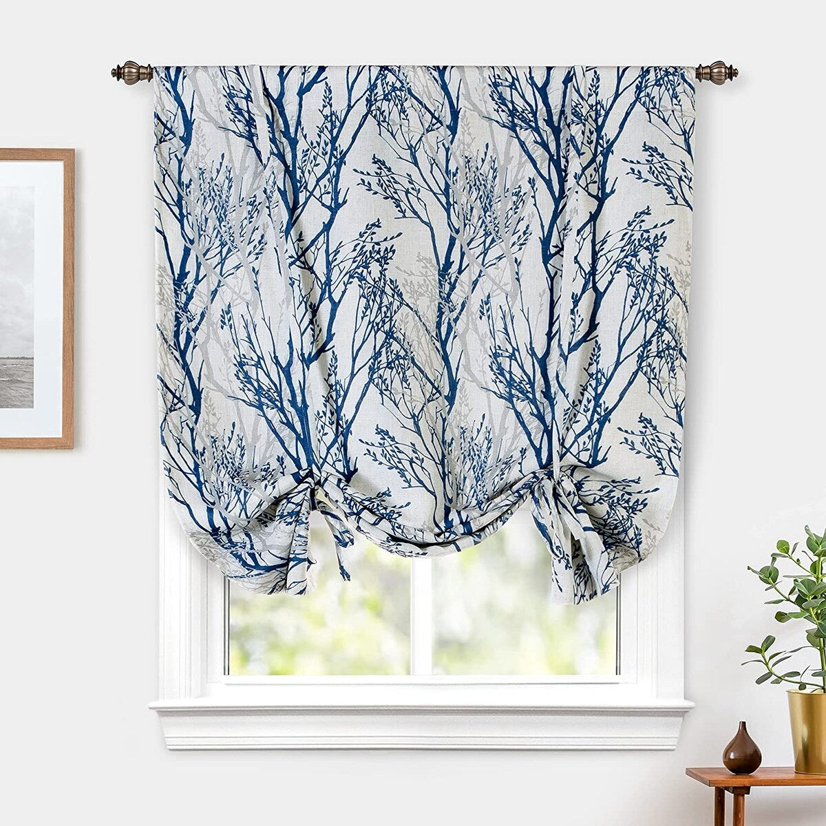 DriftAway Tree Branch Linen Blend Blackout Tie Up Curtain