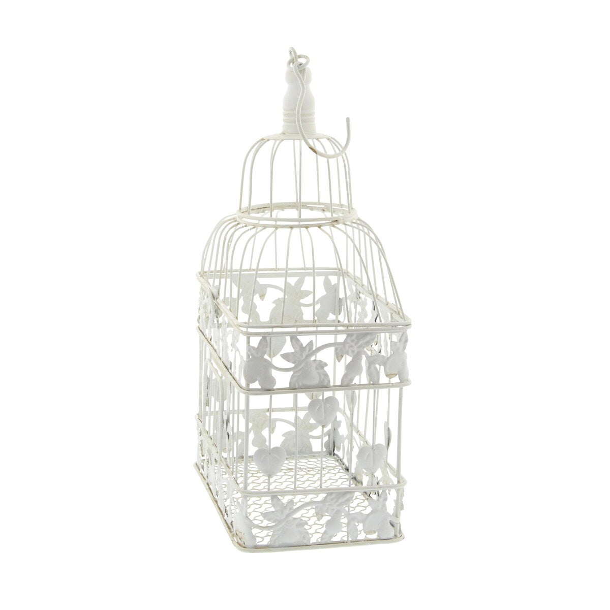 Metal Indoor Outdoor Hinged Top Birdcage with Latch Lock Closure and Hanging Hook - Set of 2 White - Roche River Decor