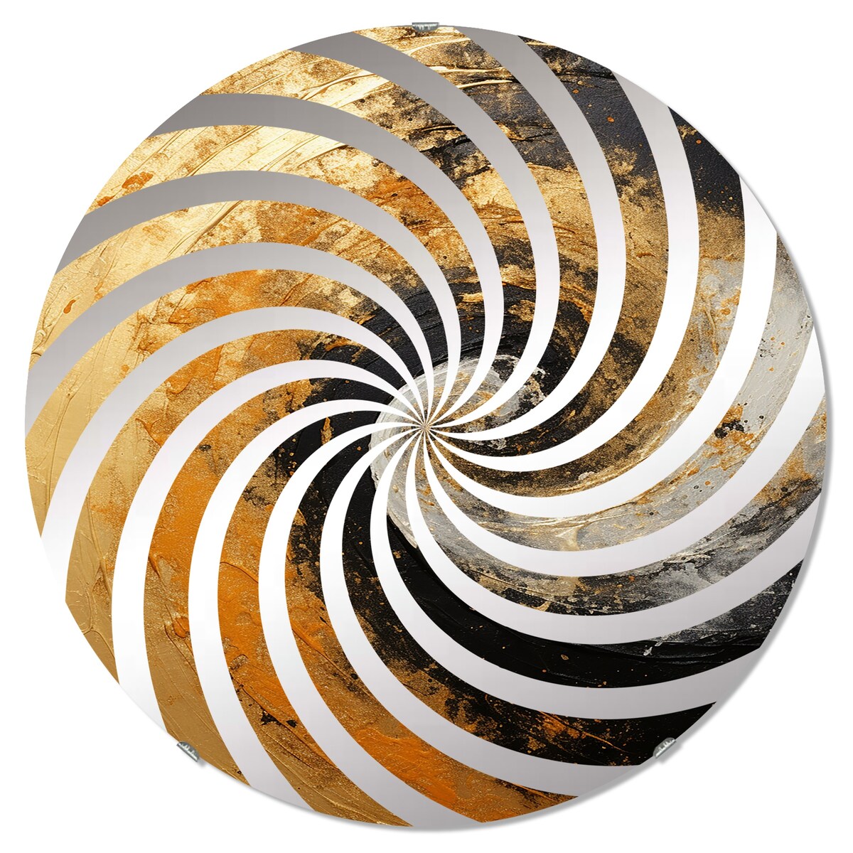 Designart Gold Black Desert Mirage Spiral I Abstract Spirals Gold Wall Mirror - Modern Large Mirror For Living Room