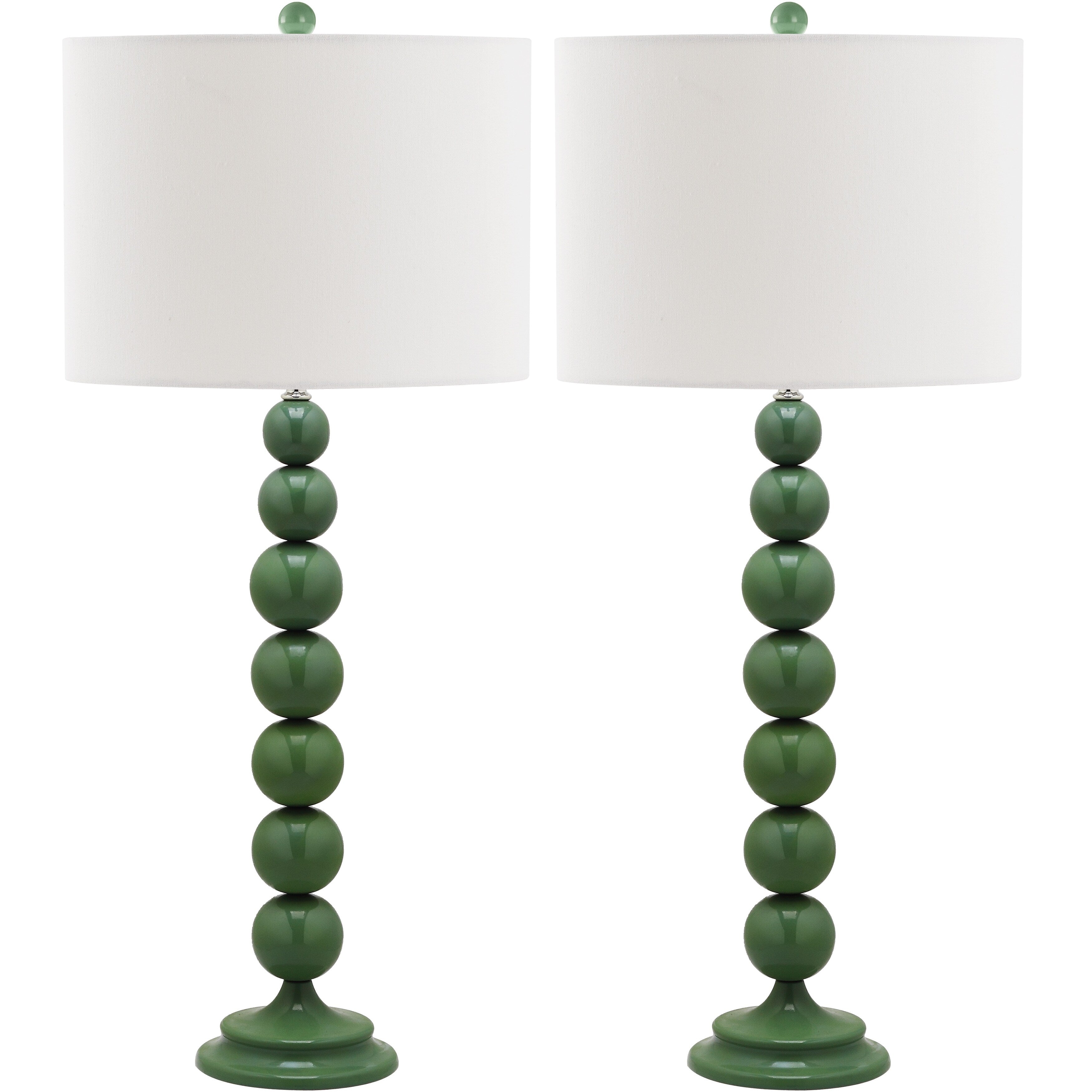 SAFAVIEH Lighting Mechelle 31-inch Stacked Ball White Table Lamp (Set of 2) - 14x14x31.5 - 14Wx14Dx32H