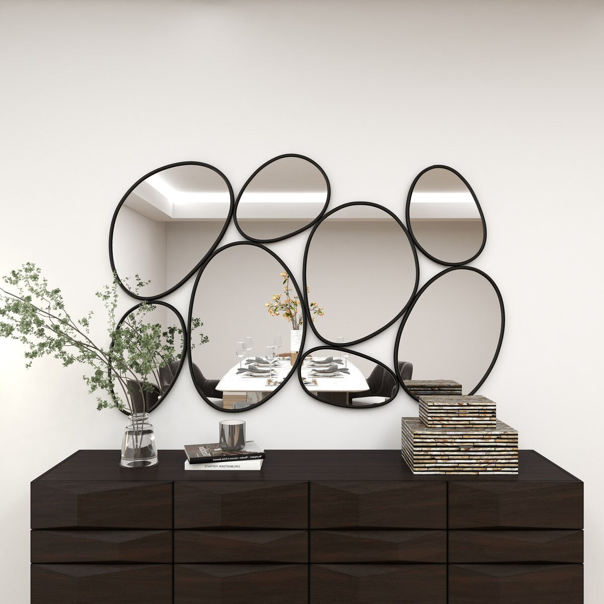 Metal Bubble Cluster Room Wall Mirror - Black - Roche River Decor