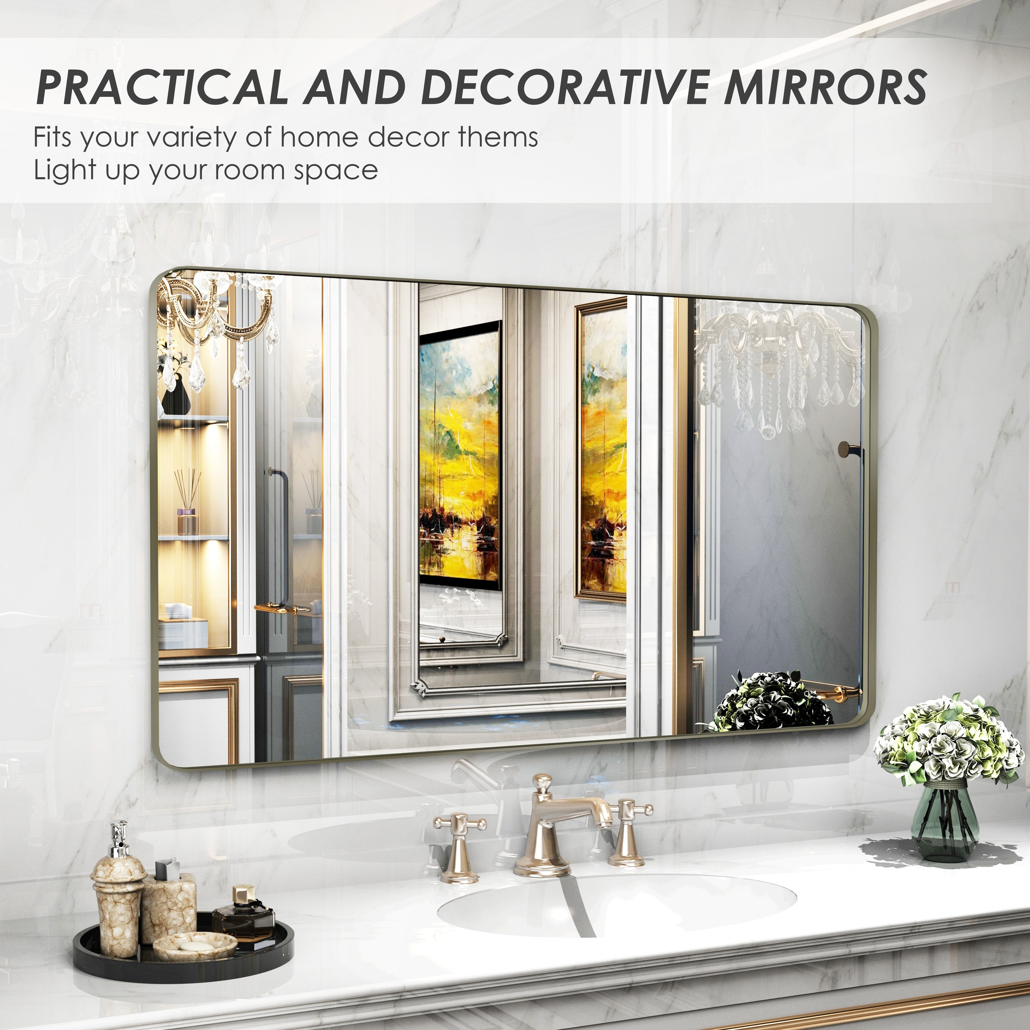 QuivaraView Rectangular Aluminum Framed Bathroom Vanity Mirror