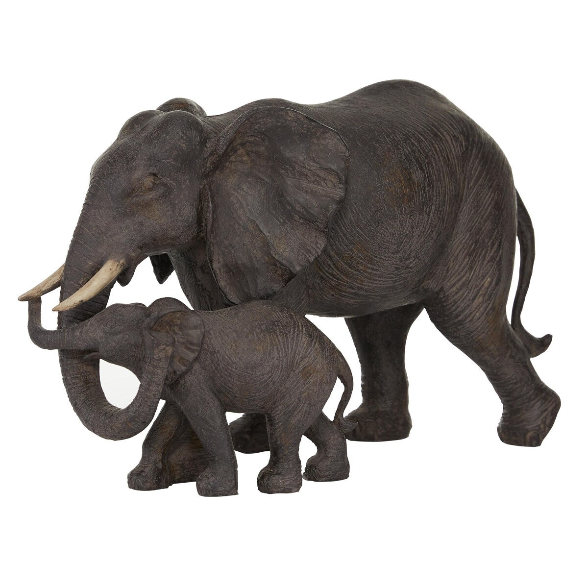 Polystone Elephant Family Decorative Sculpture - Brown - Roche River Decor