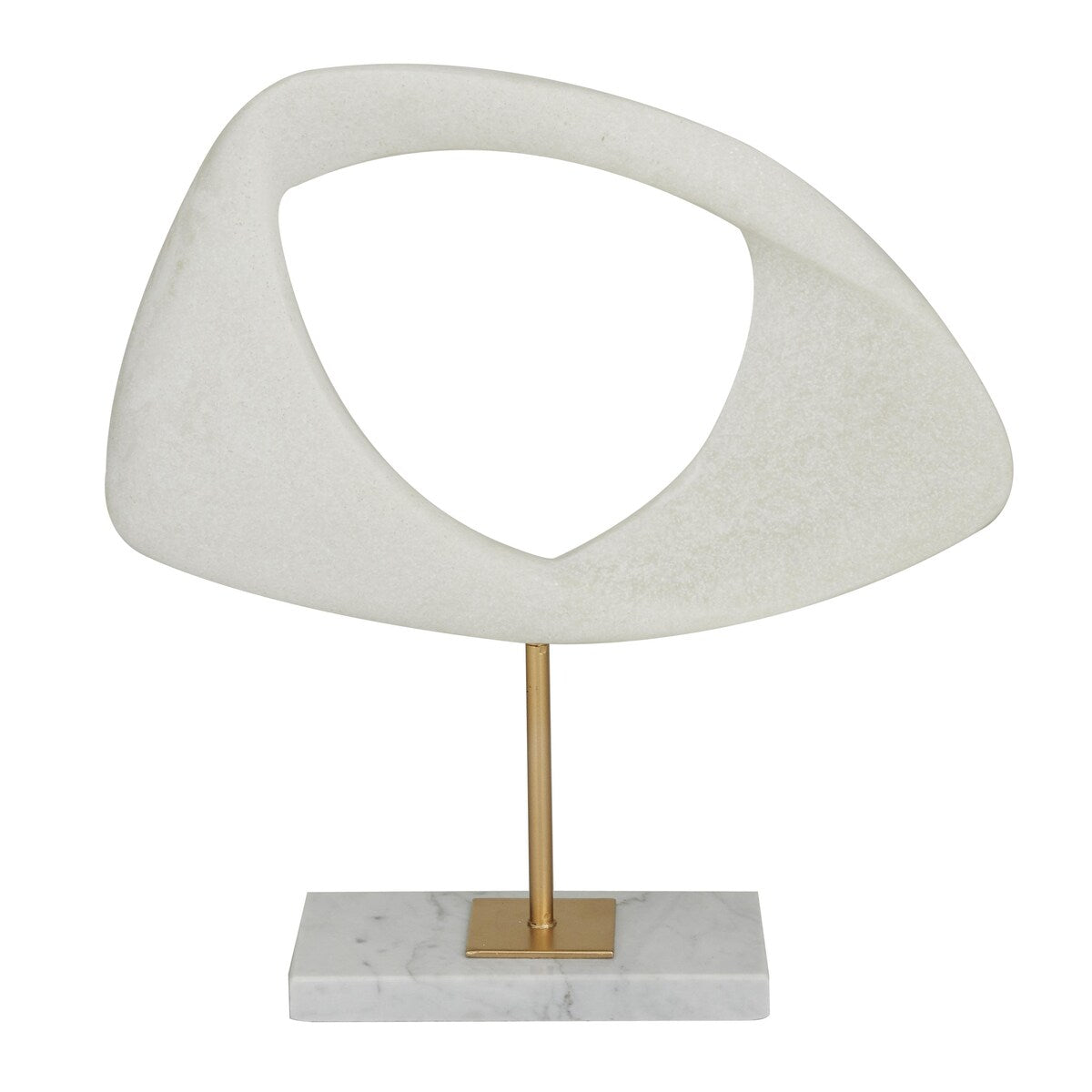 Polystone Abstract Cut-Out Decorative Sculpture with Marble Stand - White - Roche River Decor