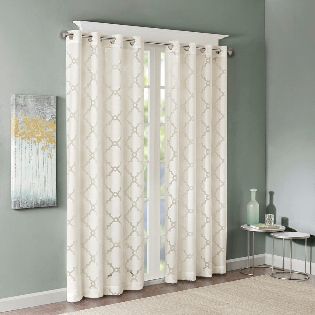 Fretwork Burnout Sheer Curtain Panel